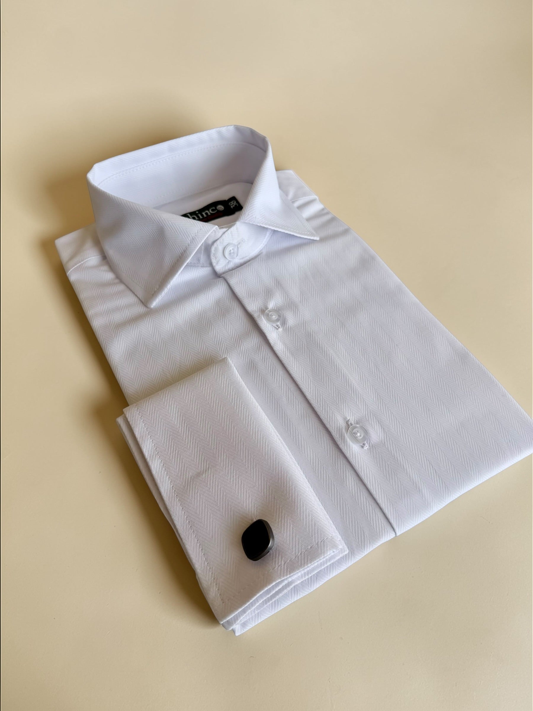 Herringbone pattern classic shirt - white