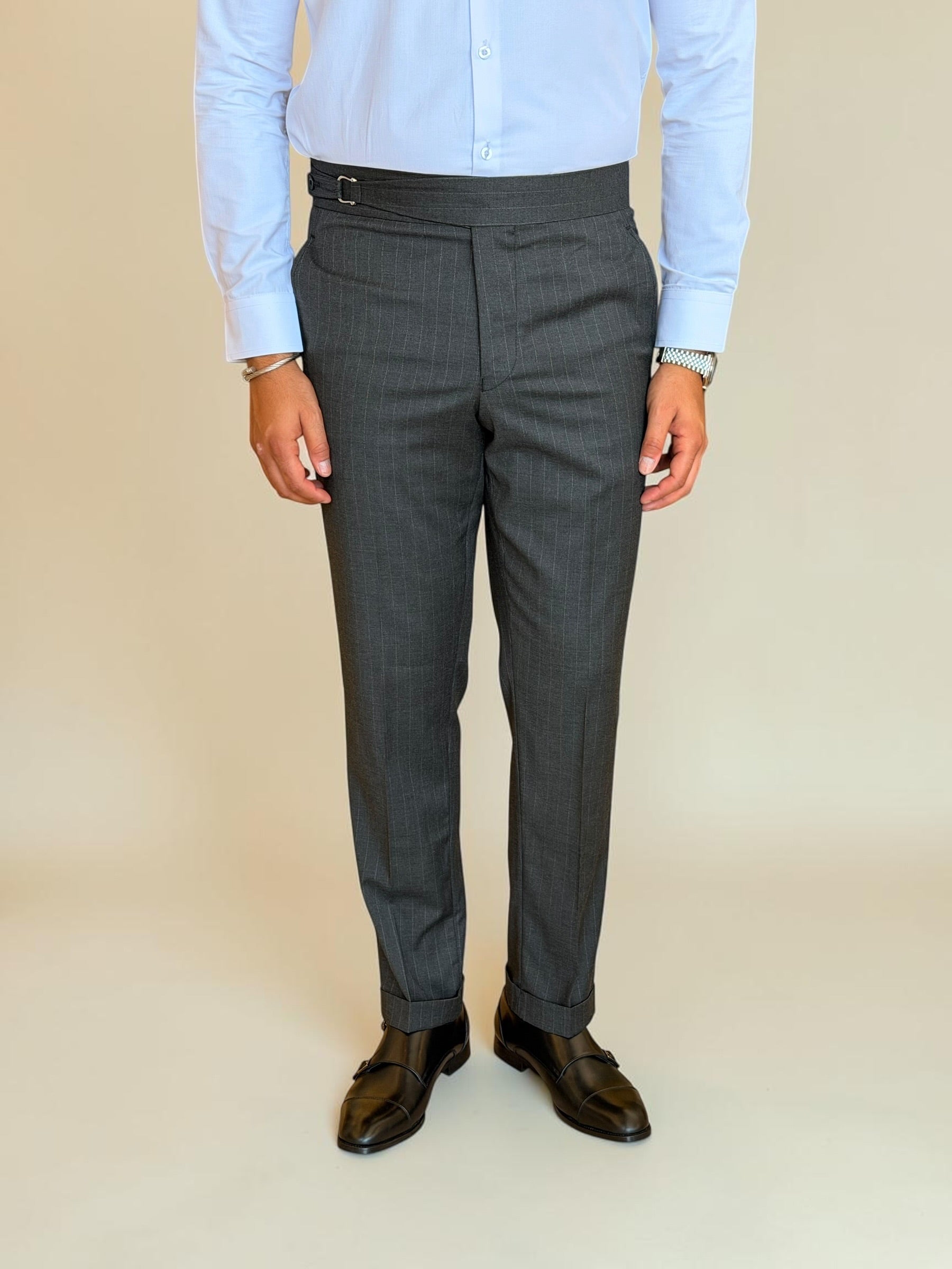 One side stripe gurkha trousers - Dark Gary