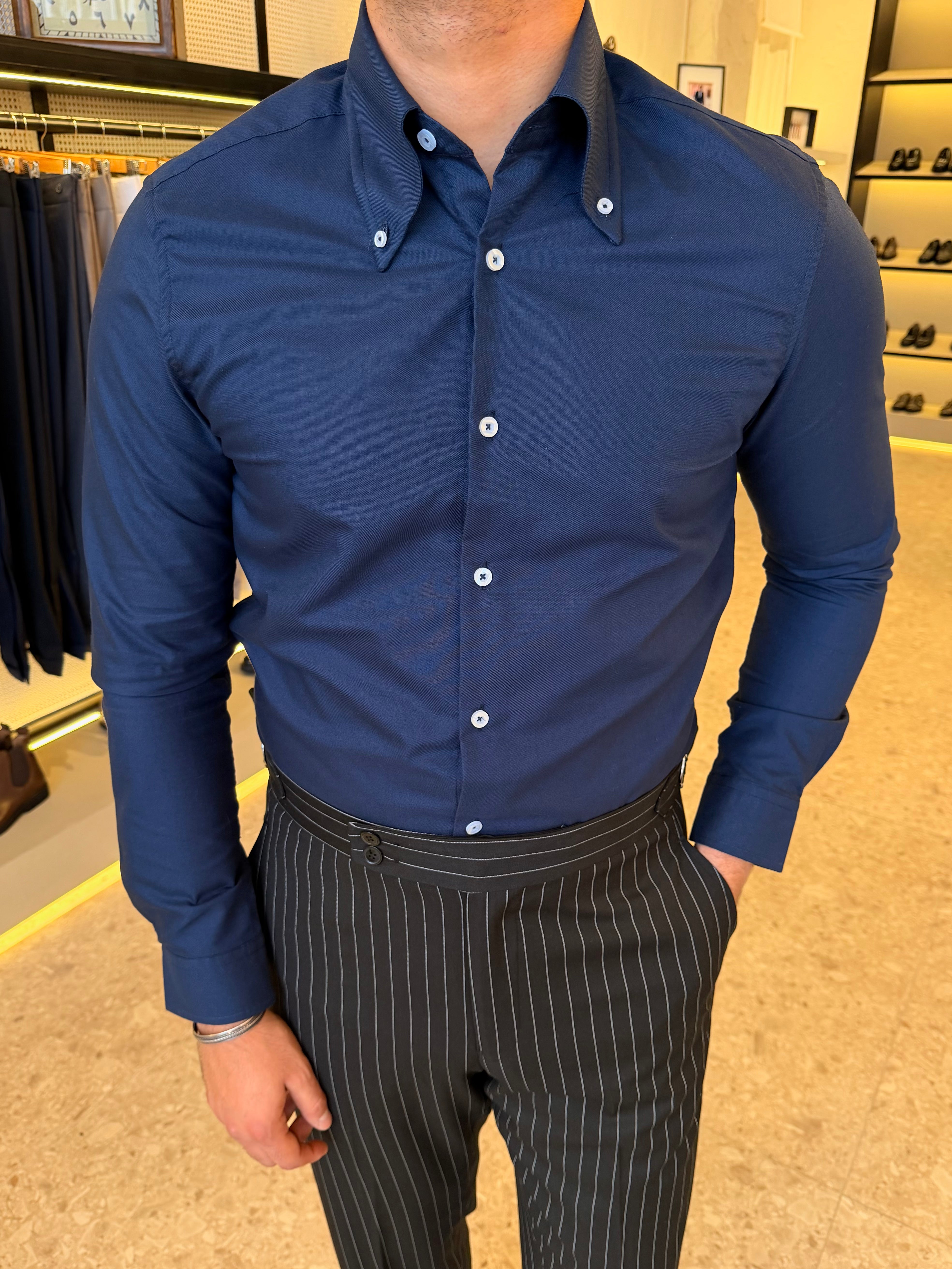 Button-Down Collar cotton Shirt – Navy