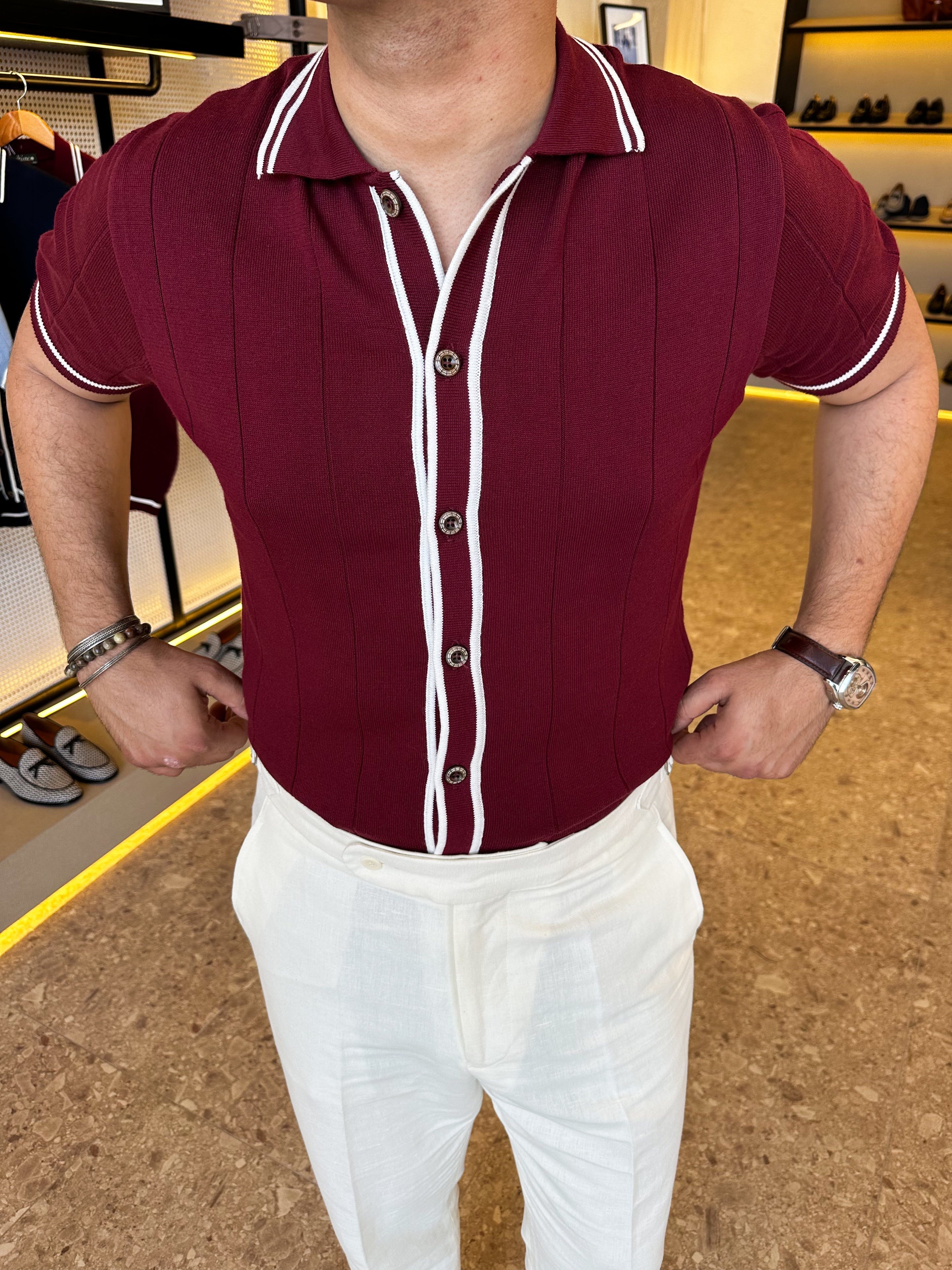 Cardigan knitwear - burgandy