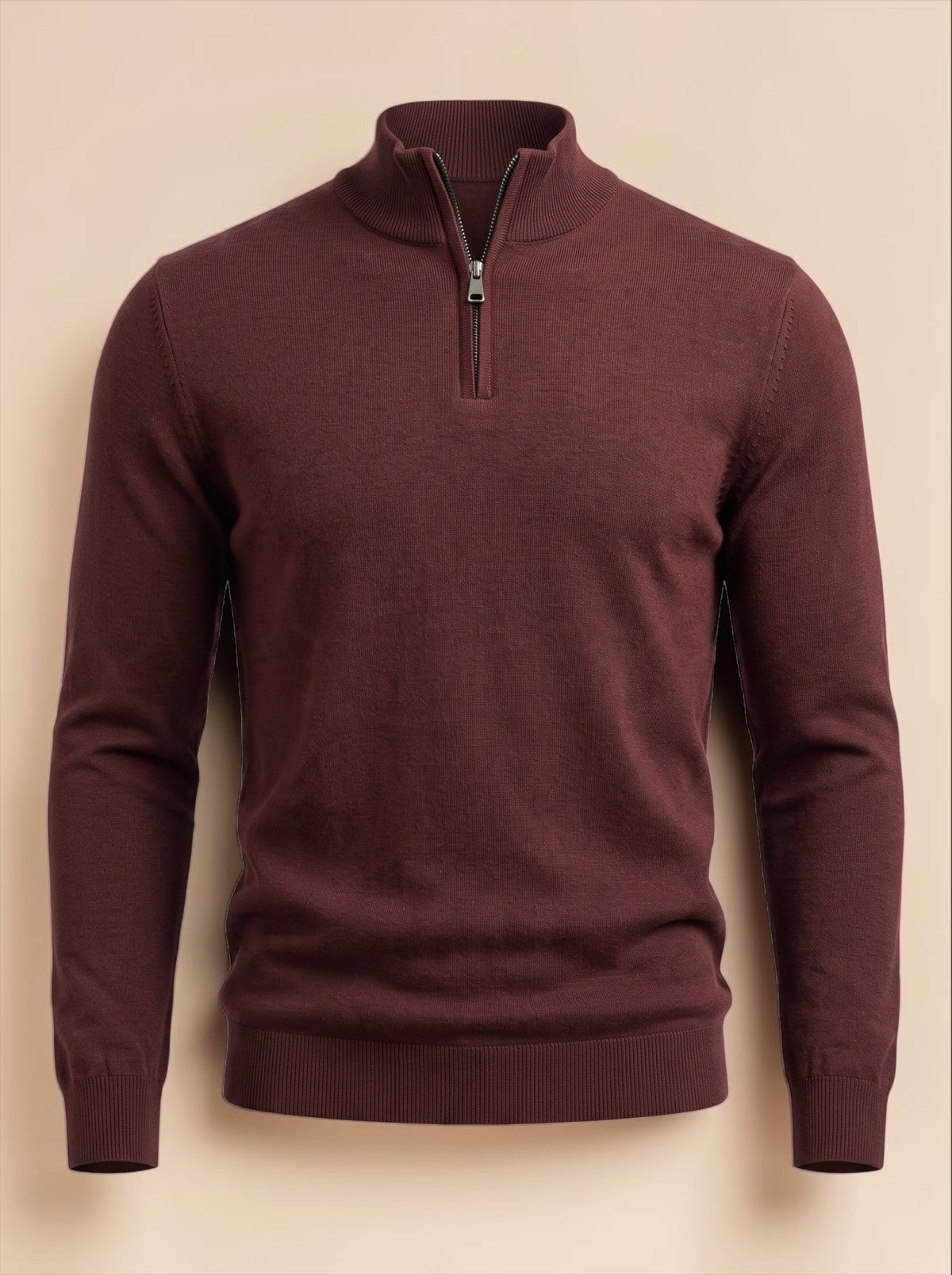 Quarter zipper knitwear - Brown
