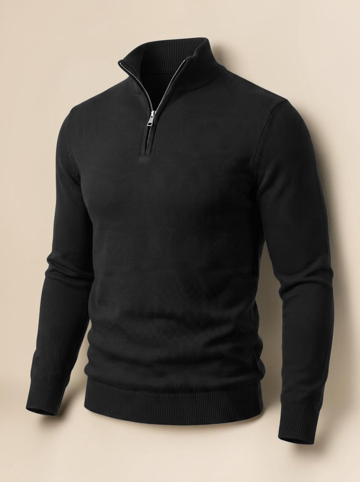Quarter zipper knitwear - Black