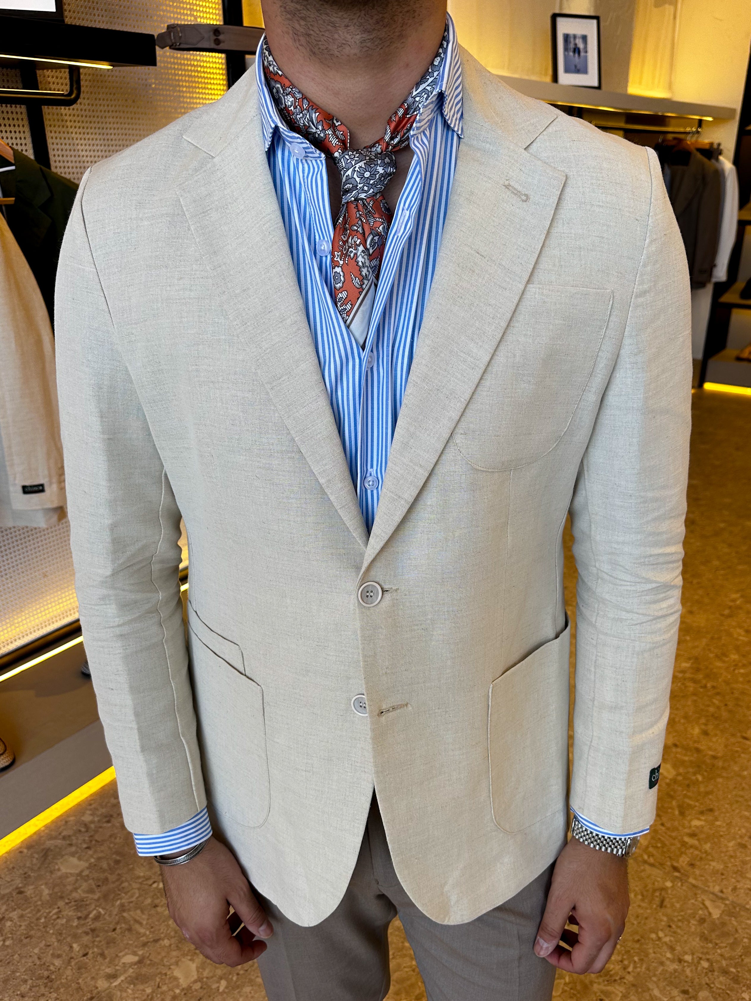 Pure Linen Unlined Blazer - beige