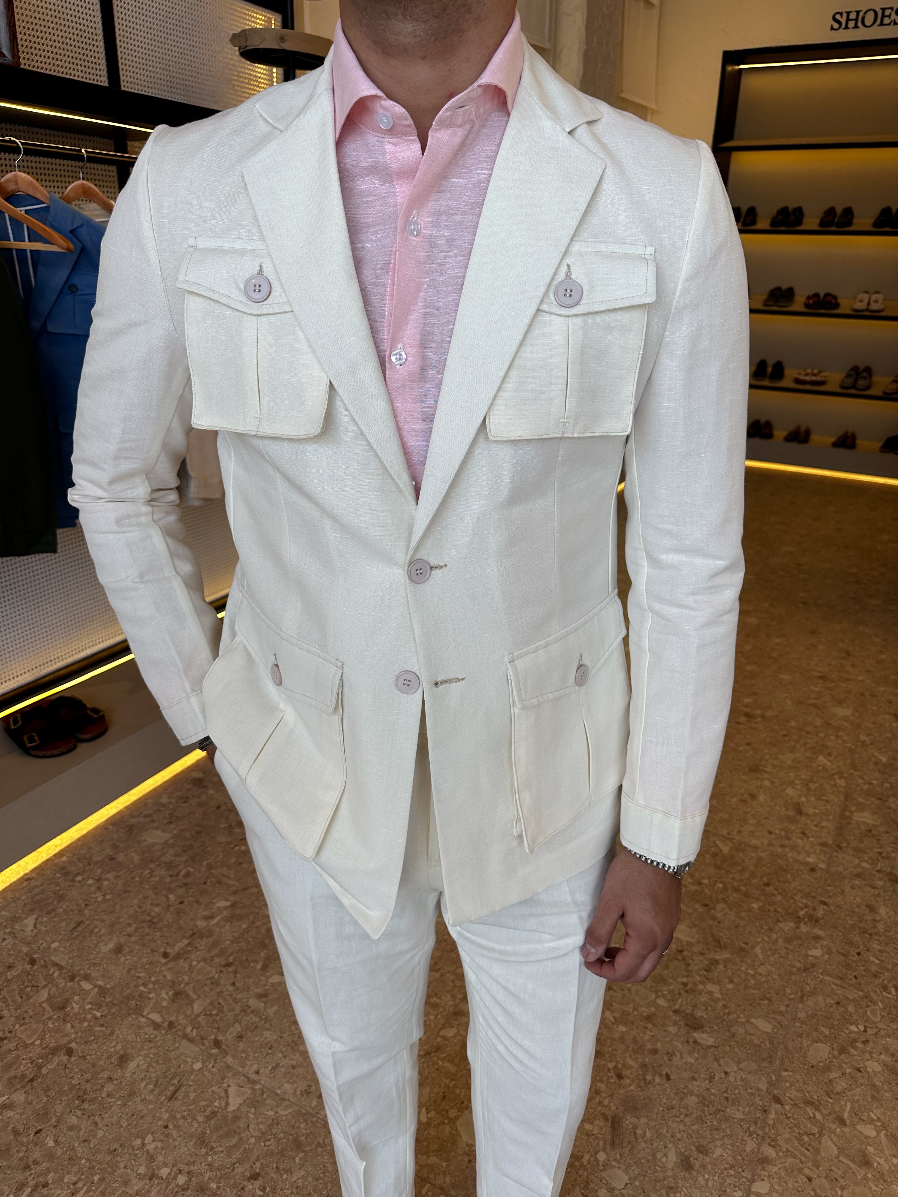 Safari pure linen blazer - off white