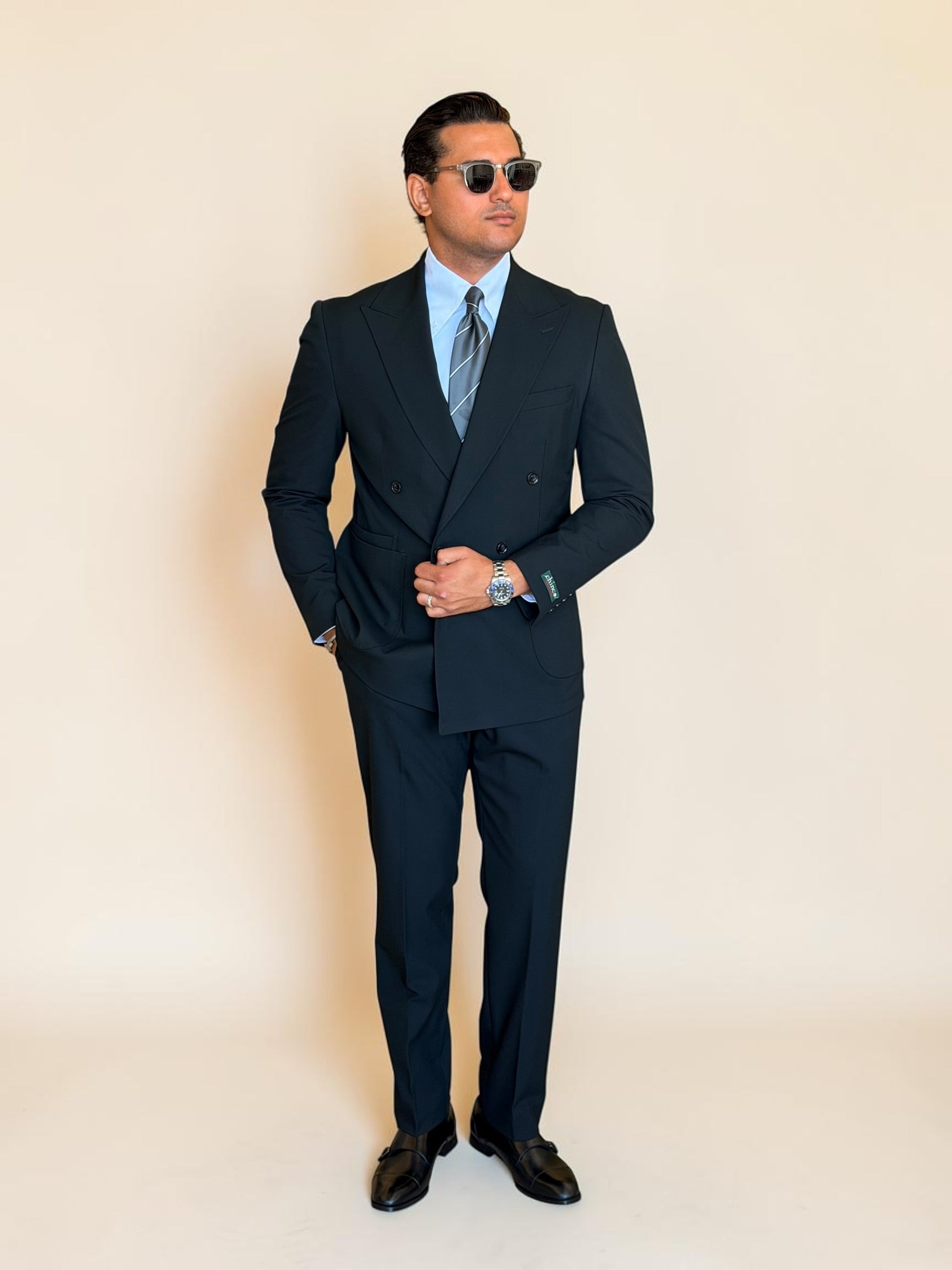 Double breasted 4 button suit - Black