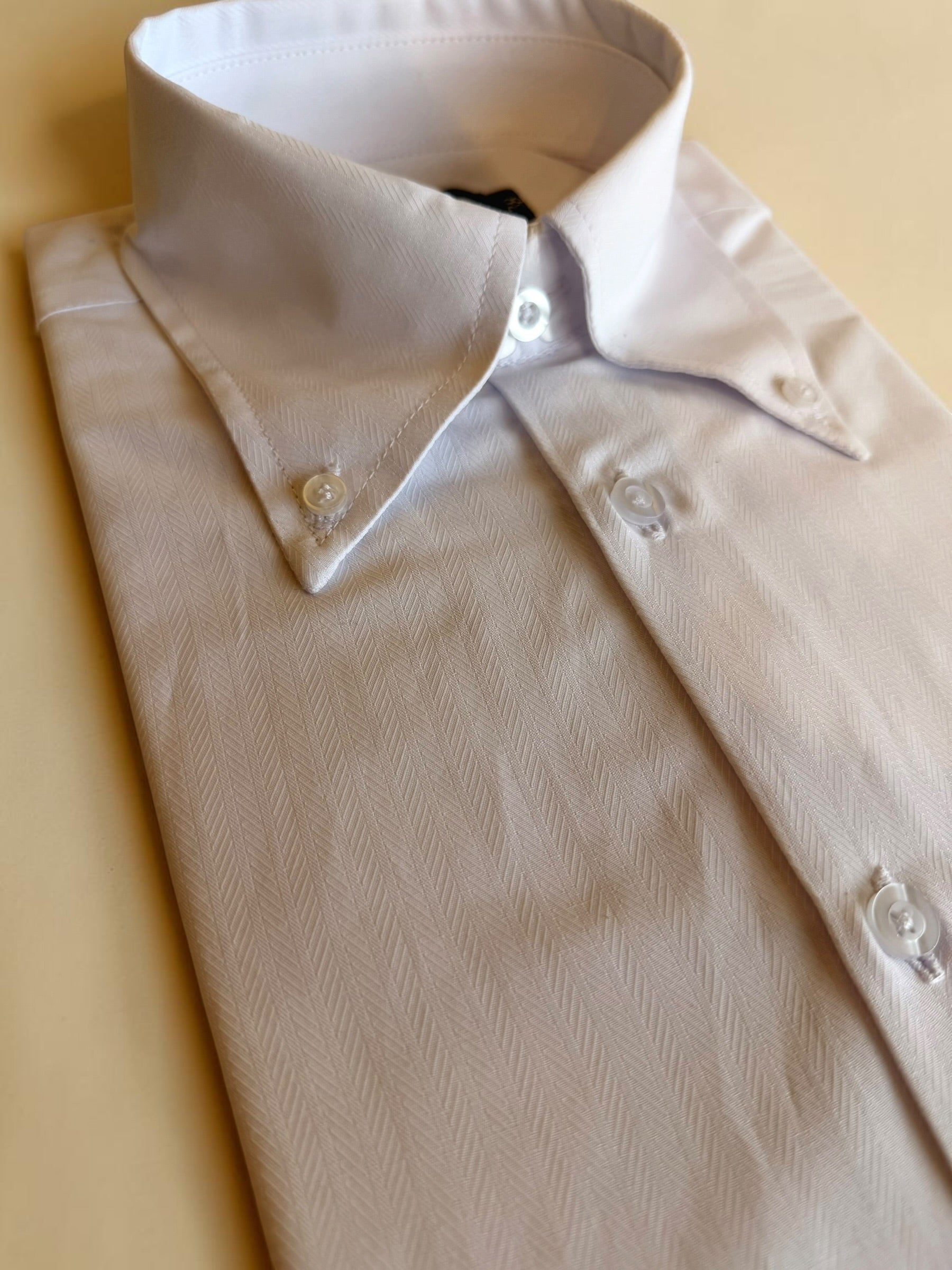 Herringbone small pattern classic shirt - white