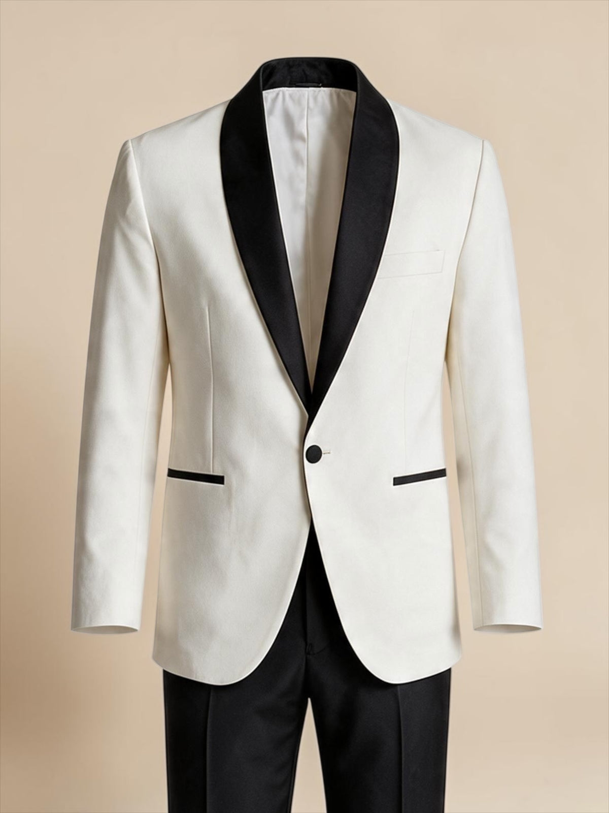 Shawl Collar Tuxedo Blazer  - Off white