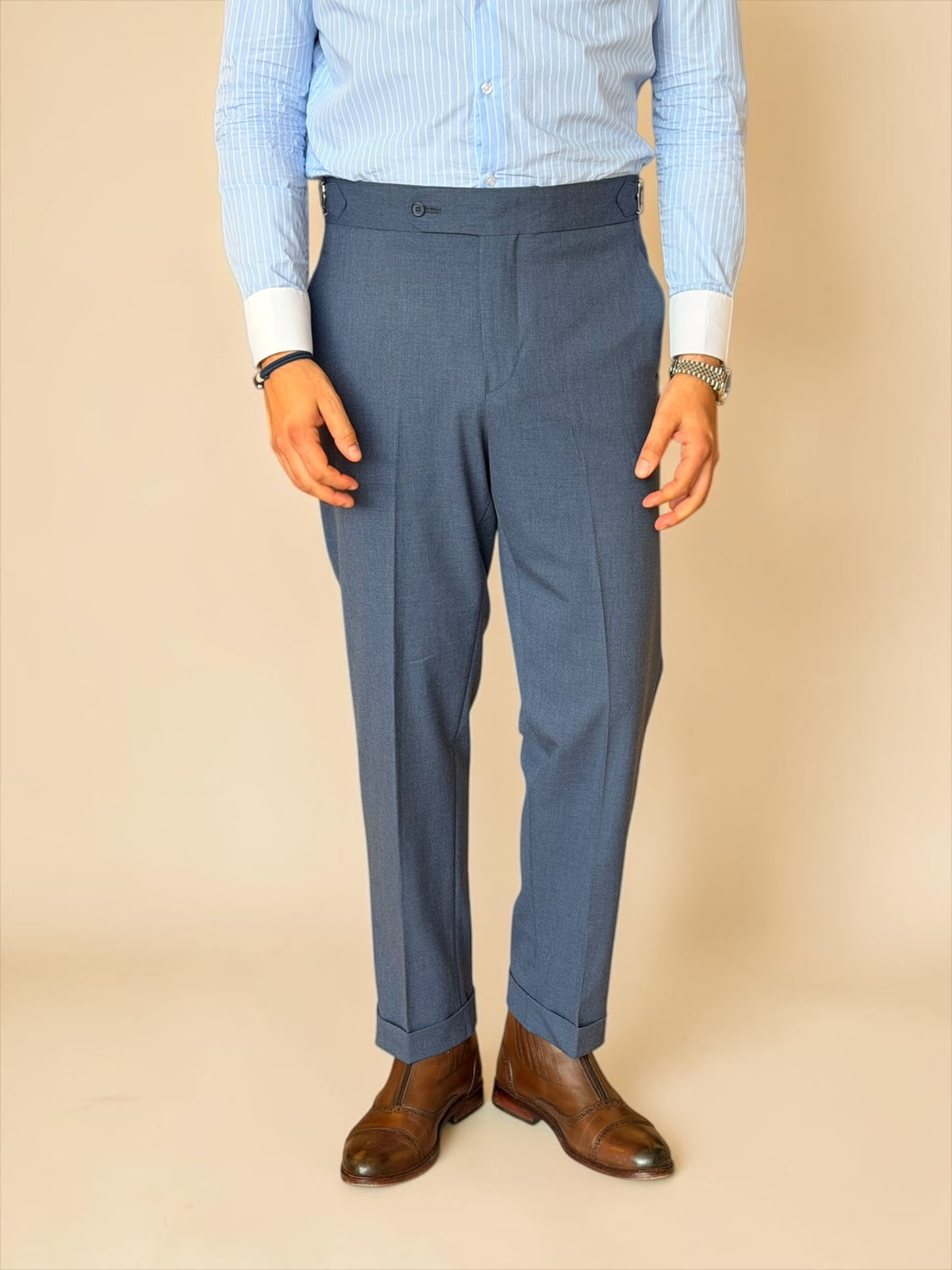 One button Gurkha Trousers - Blue