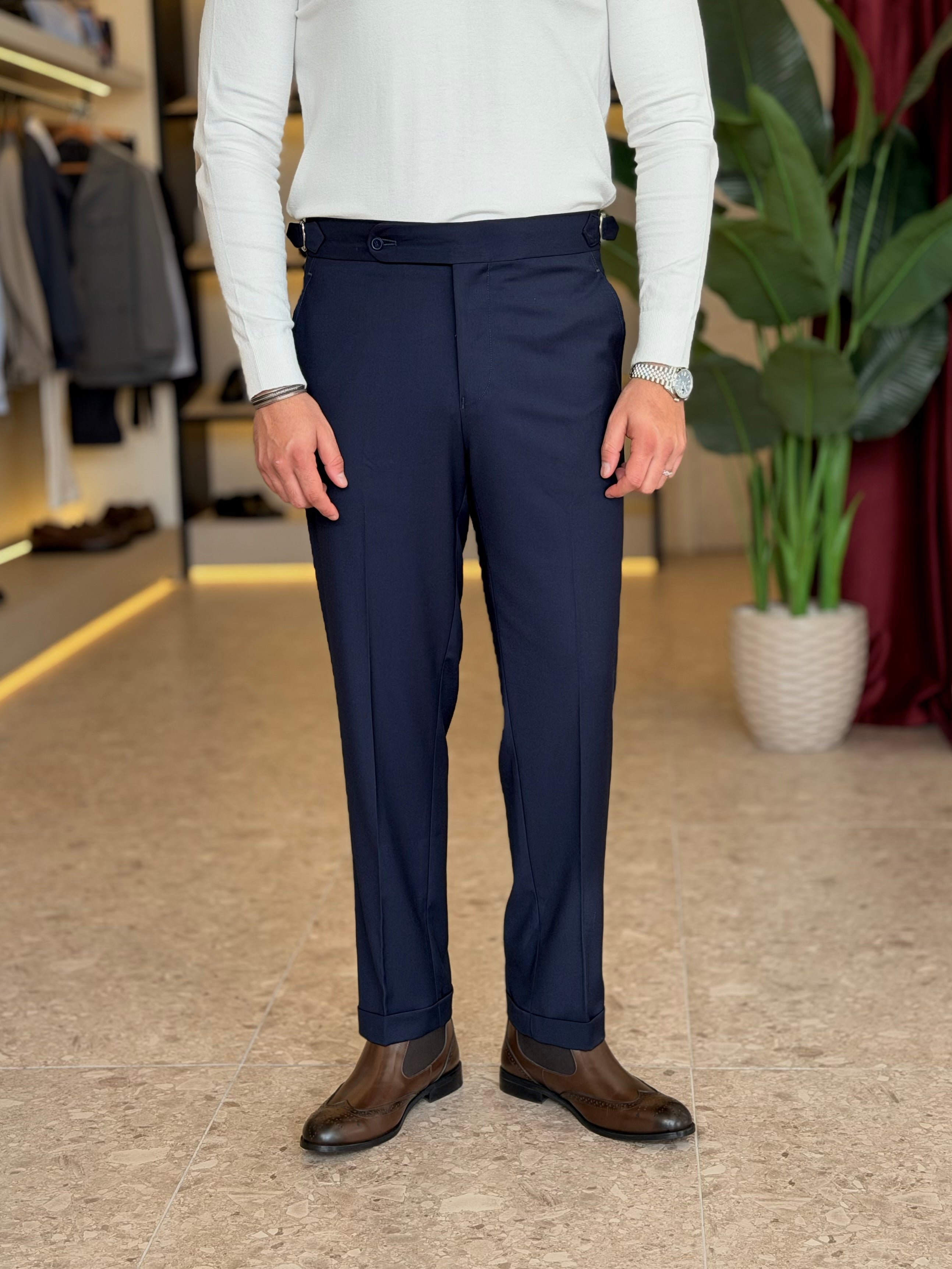 Chino Side Adjuster Trousers - Navy