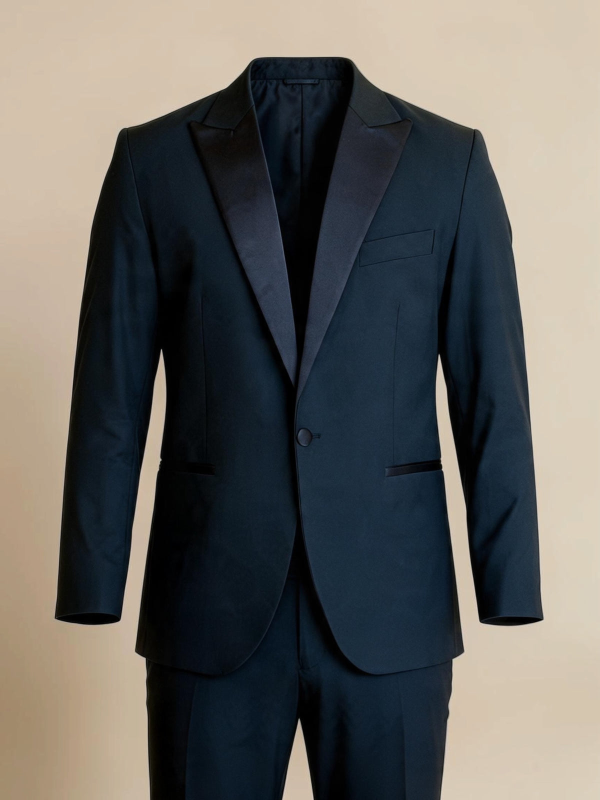 Peak Collar Tuxedo Suit  - Black