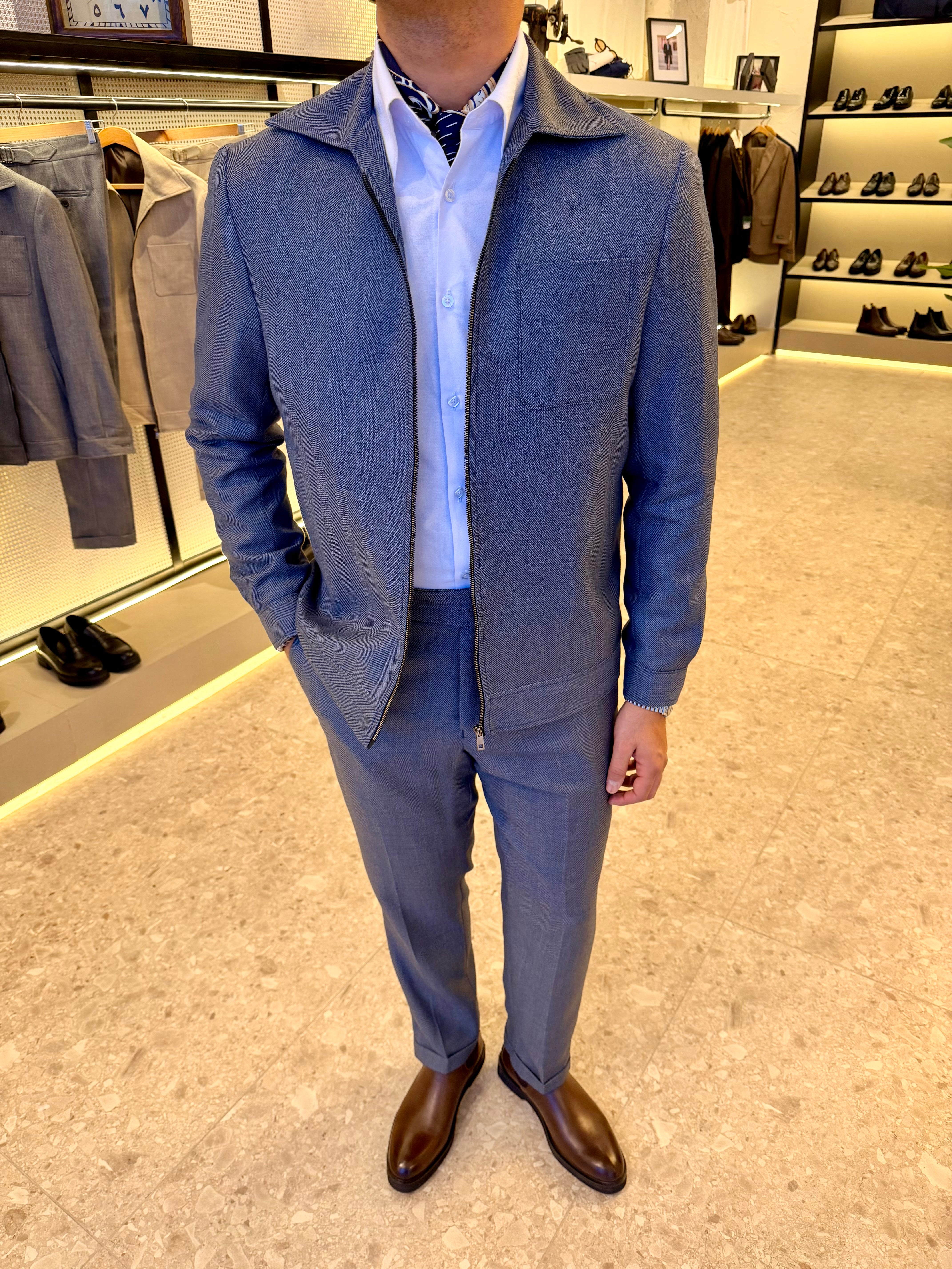 The Herringbone Set - Navy