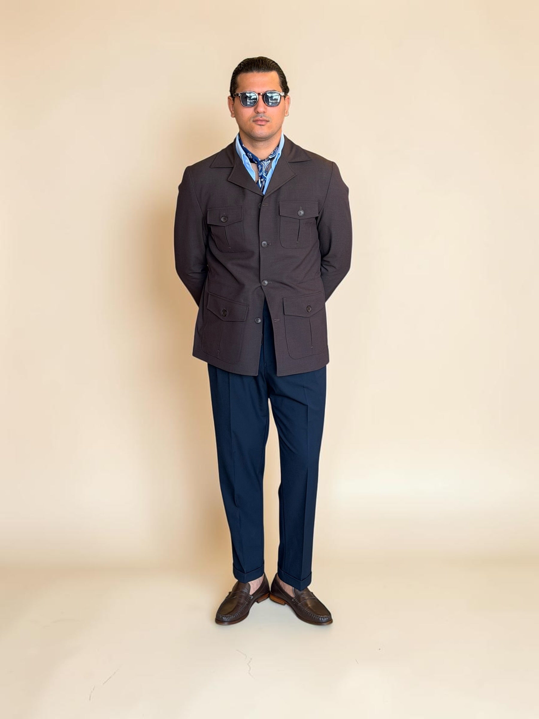 Safari hidden belt Jacket - Brown