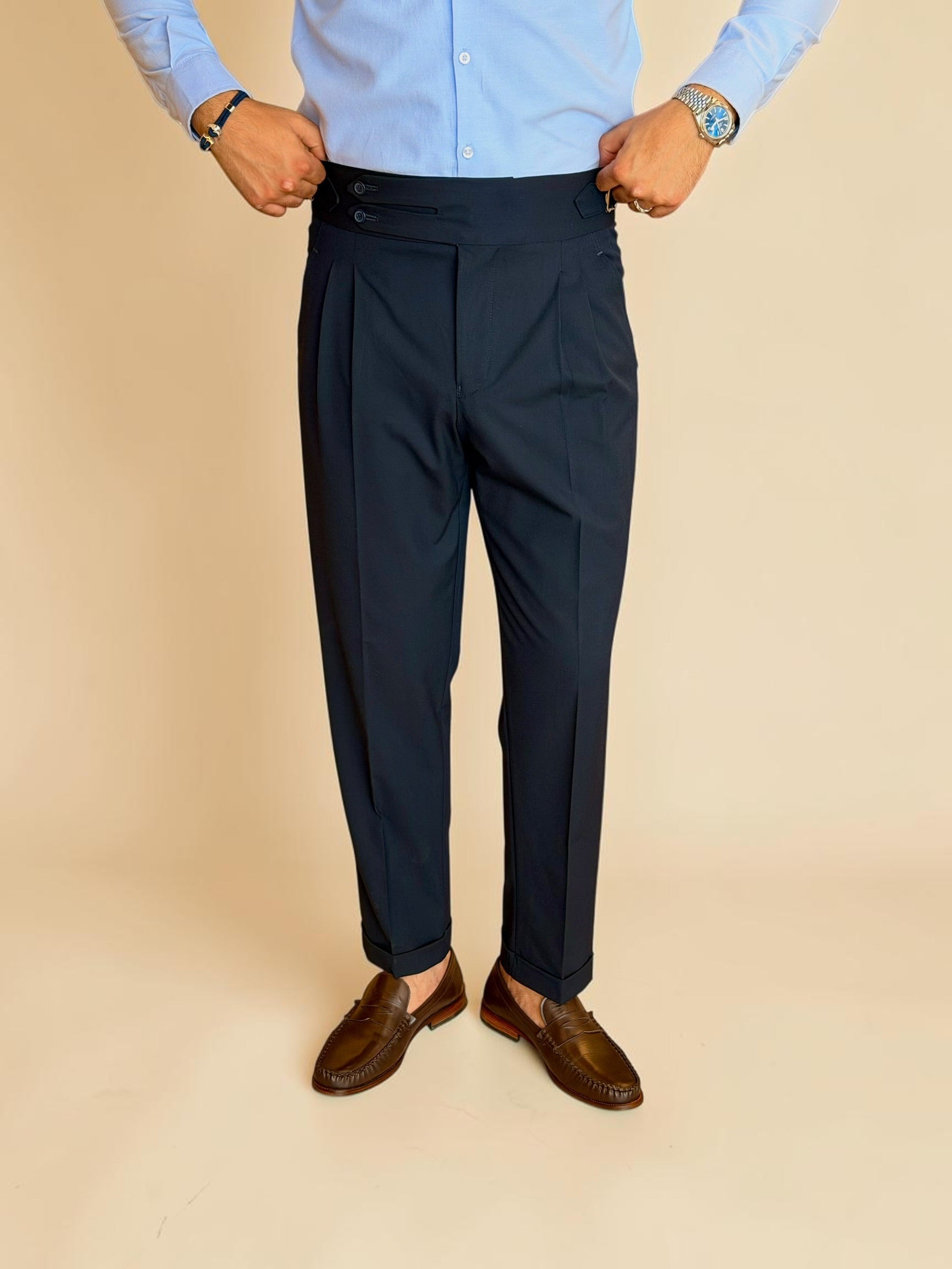 Double-Belt Gurkha trousers- Navy