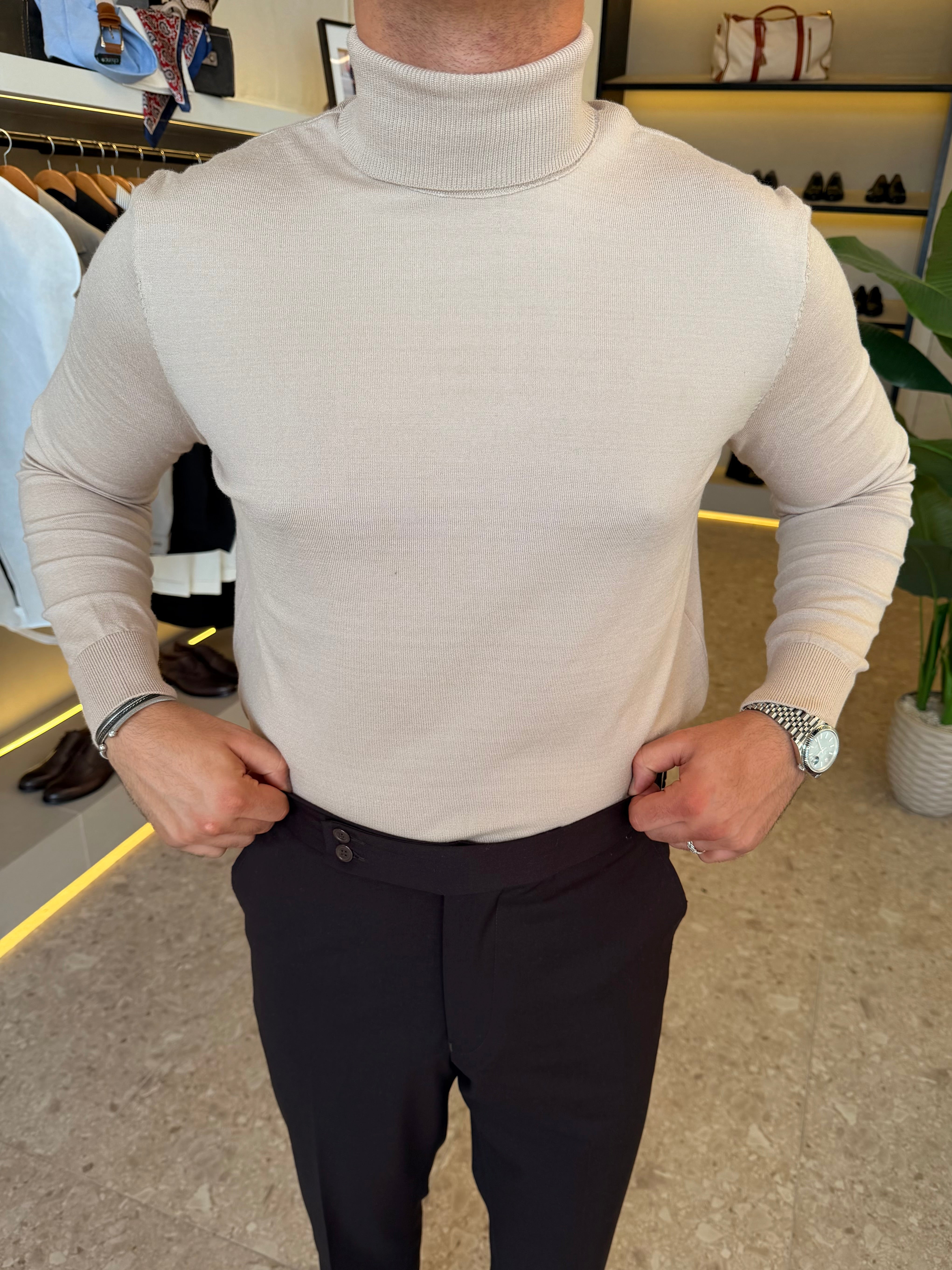 Knitwear High-Neck - Beige