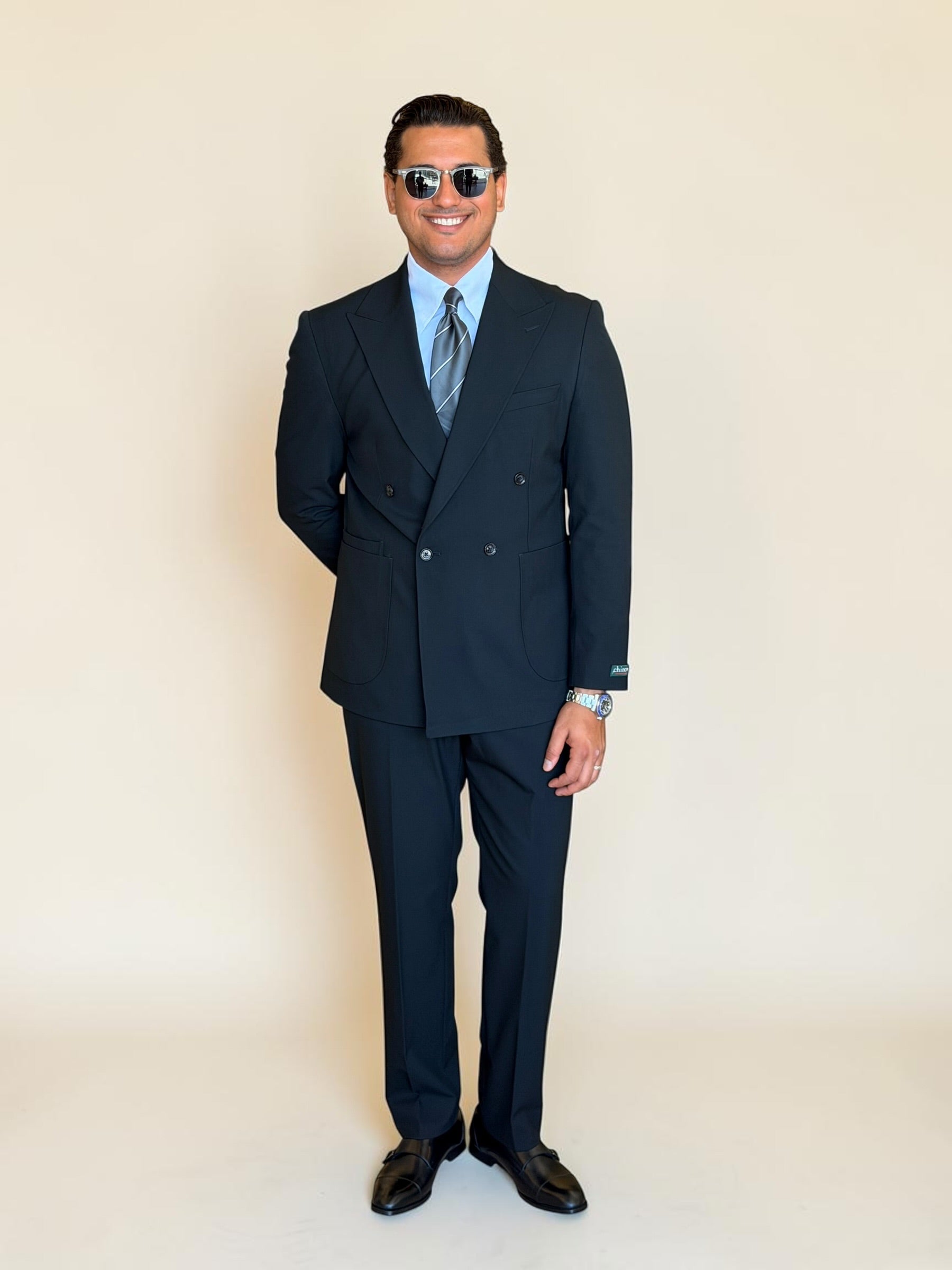 Double breasted 4 button suit - Black