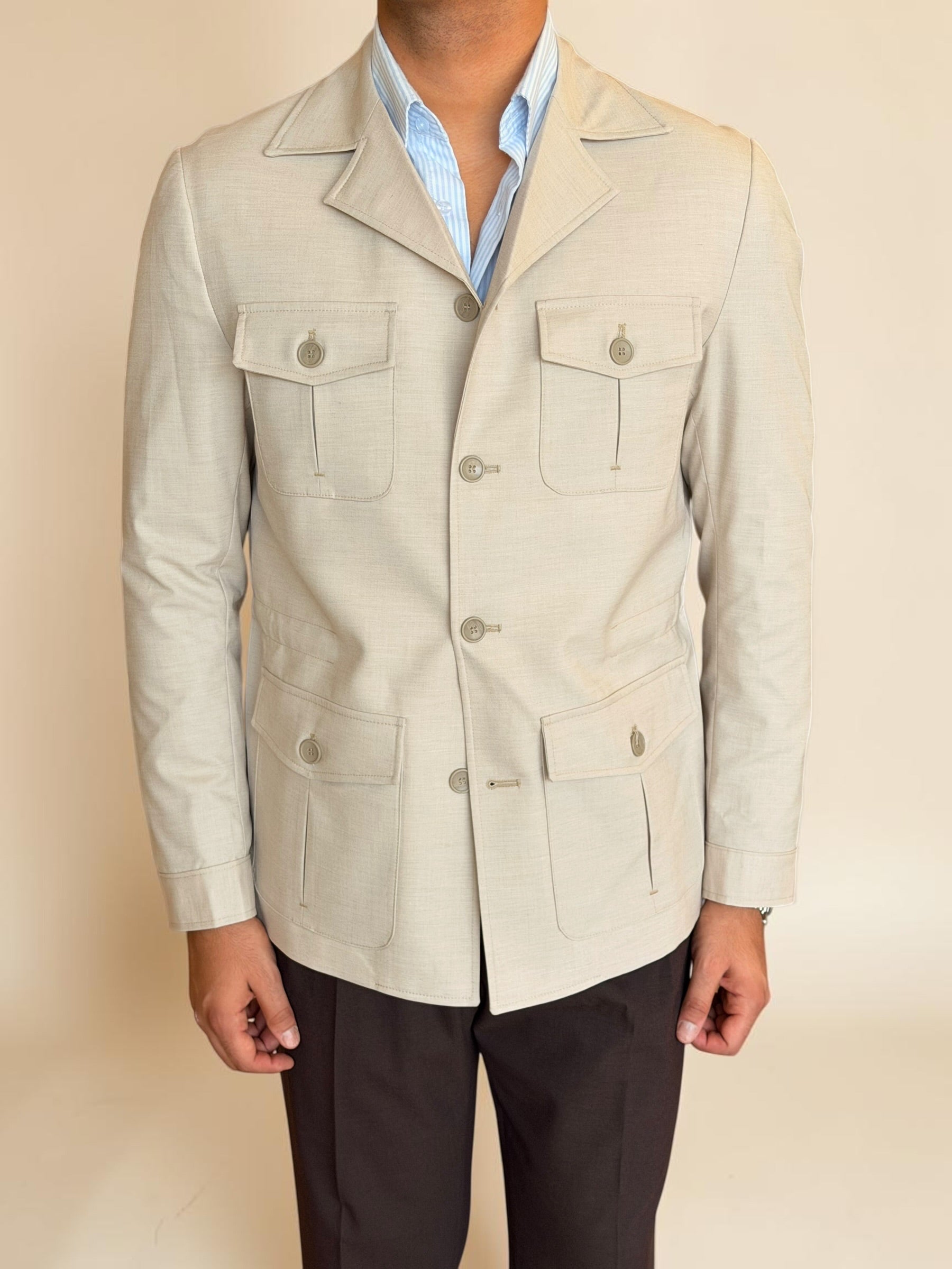 Safari hidden belt Jacket - Beige