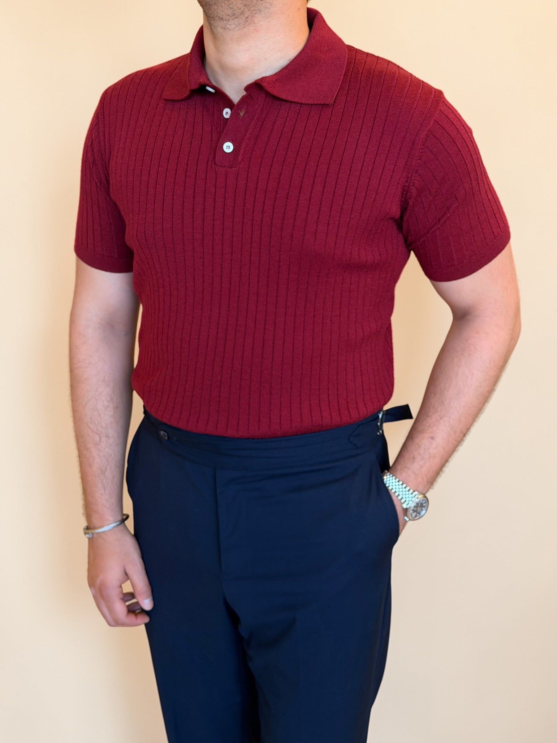 Rip polo Knitwear - Burgundy