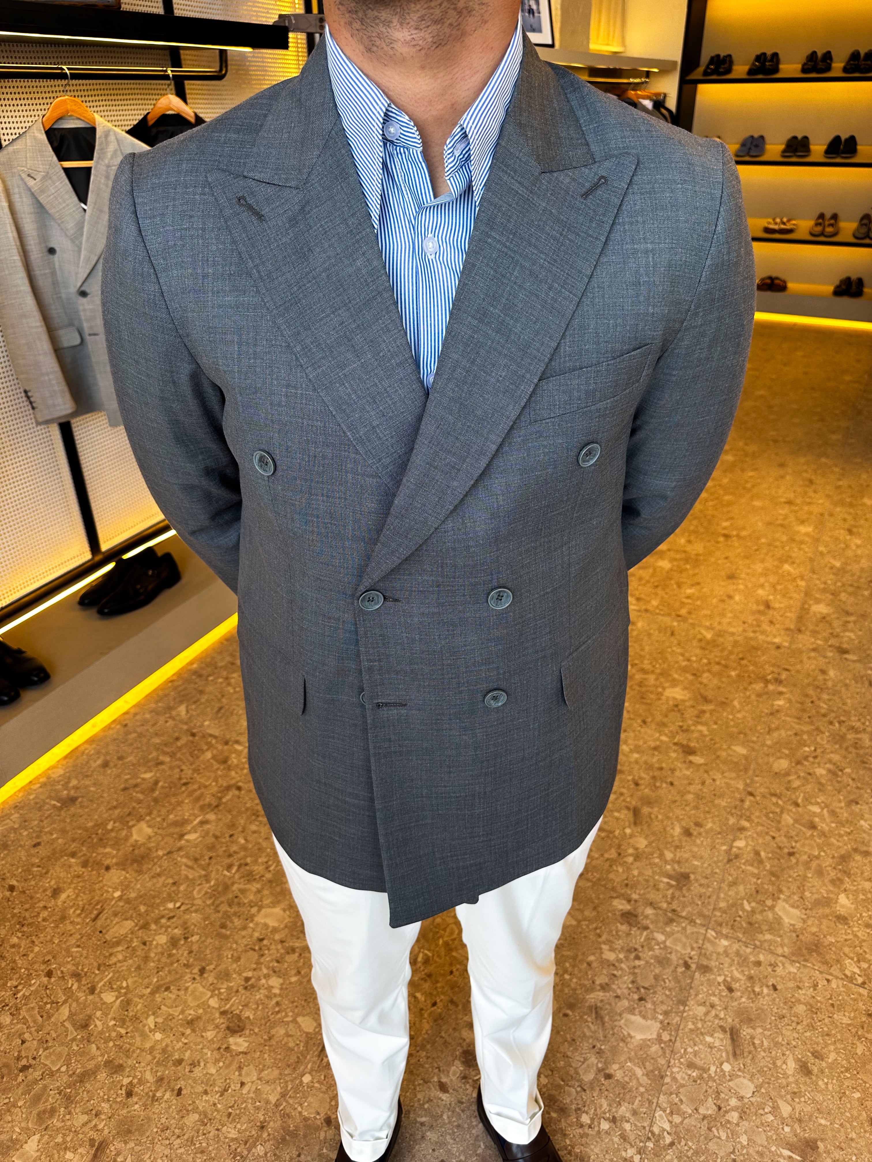Double breasted blazer - dark gray