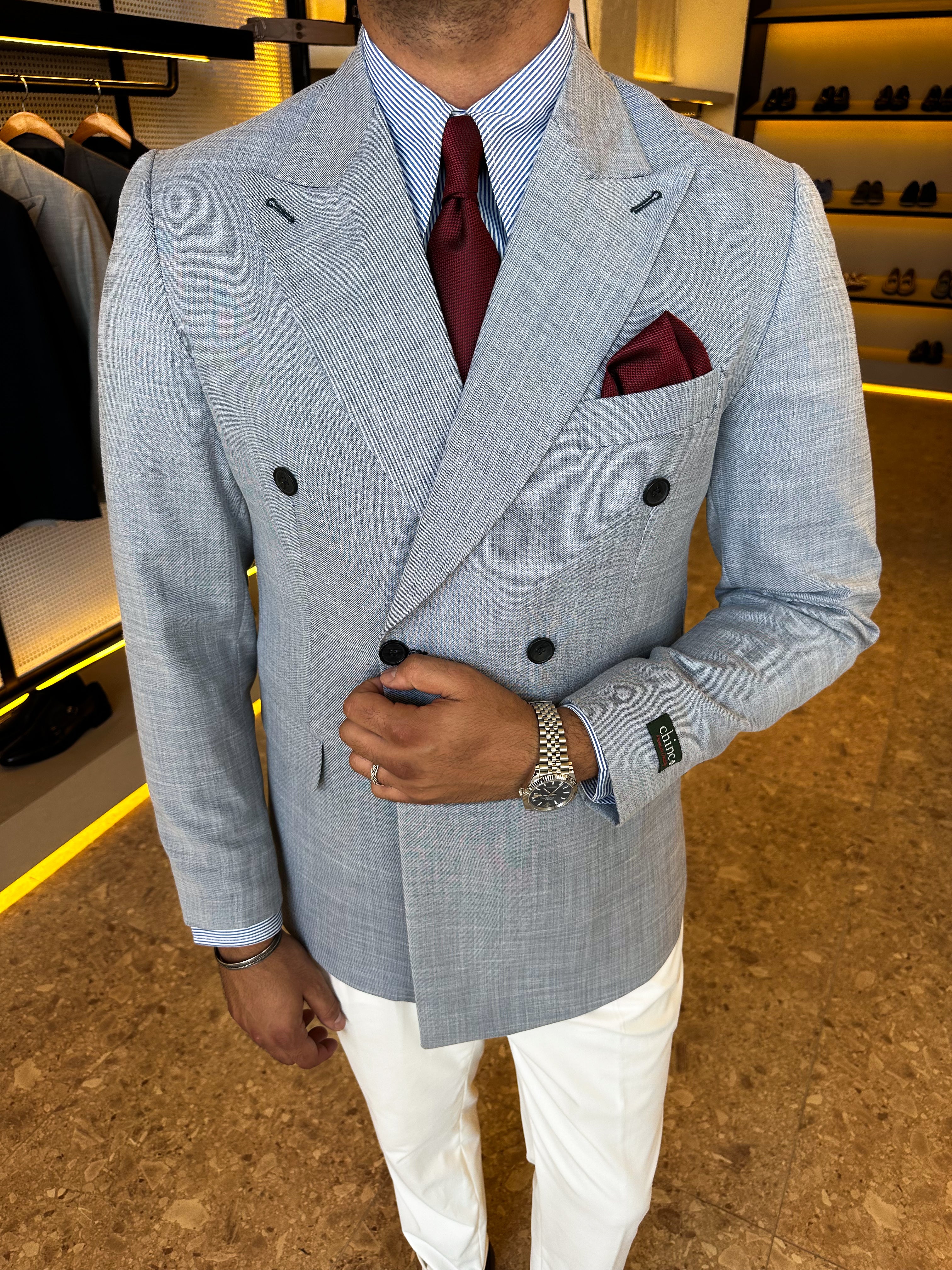 Double breasted blazer - light blue