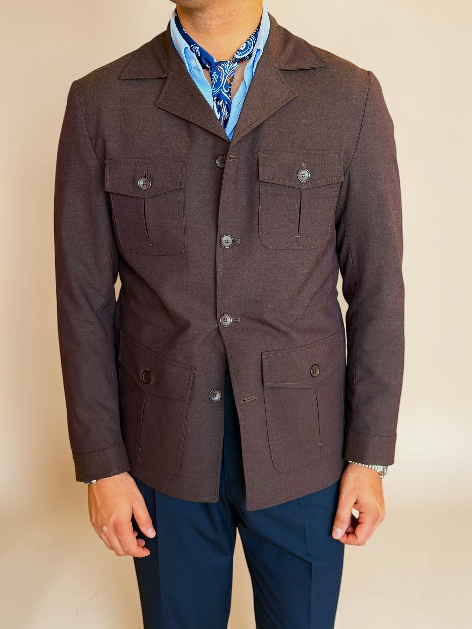 Safari hidden belt Jacket - Brown
