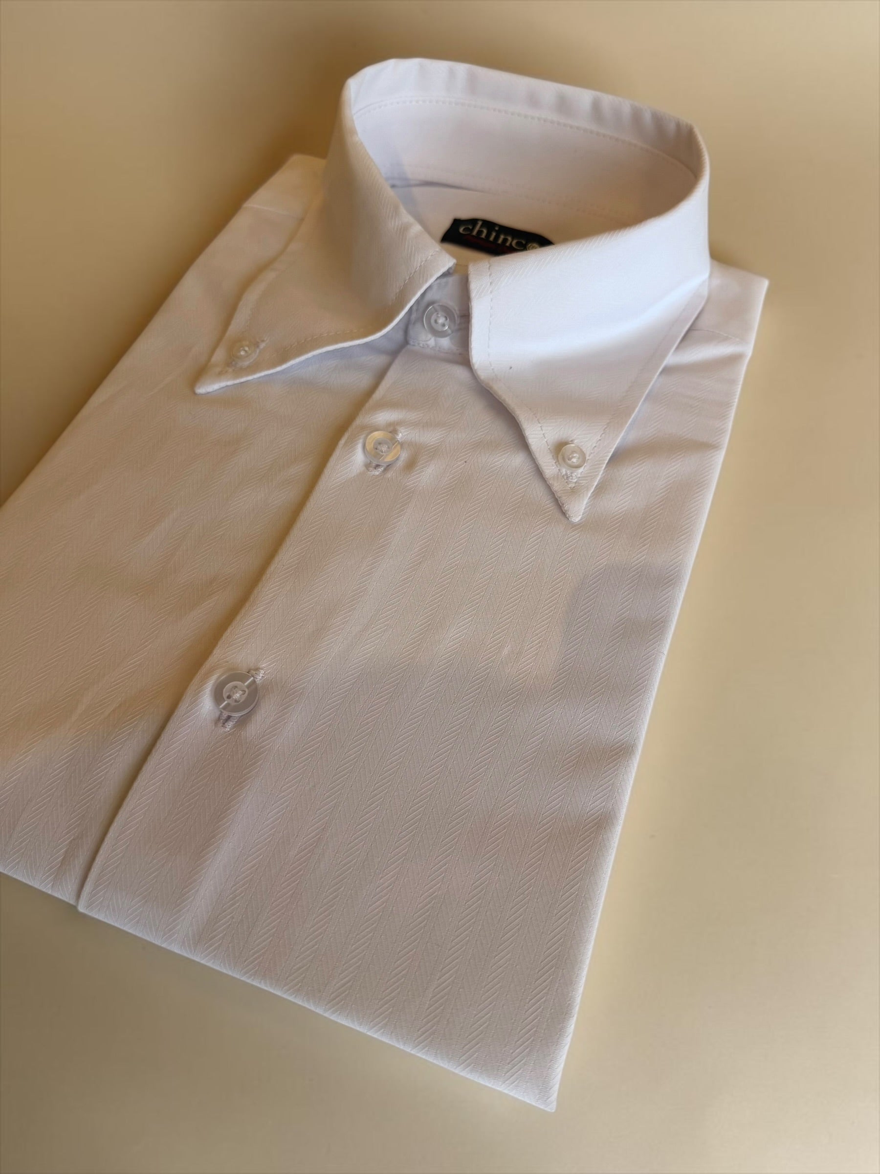 Herringbone small pattern classic shirt - white