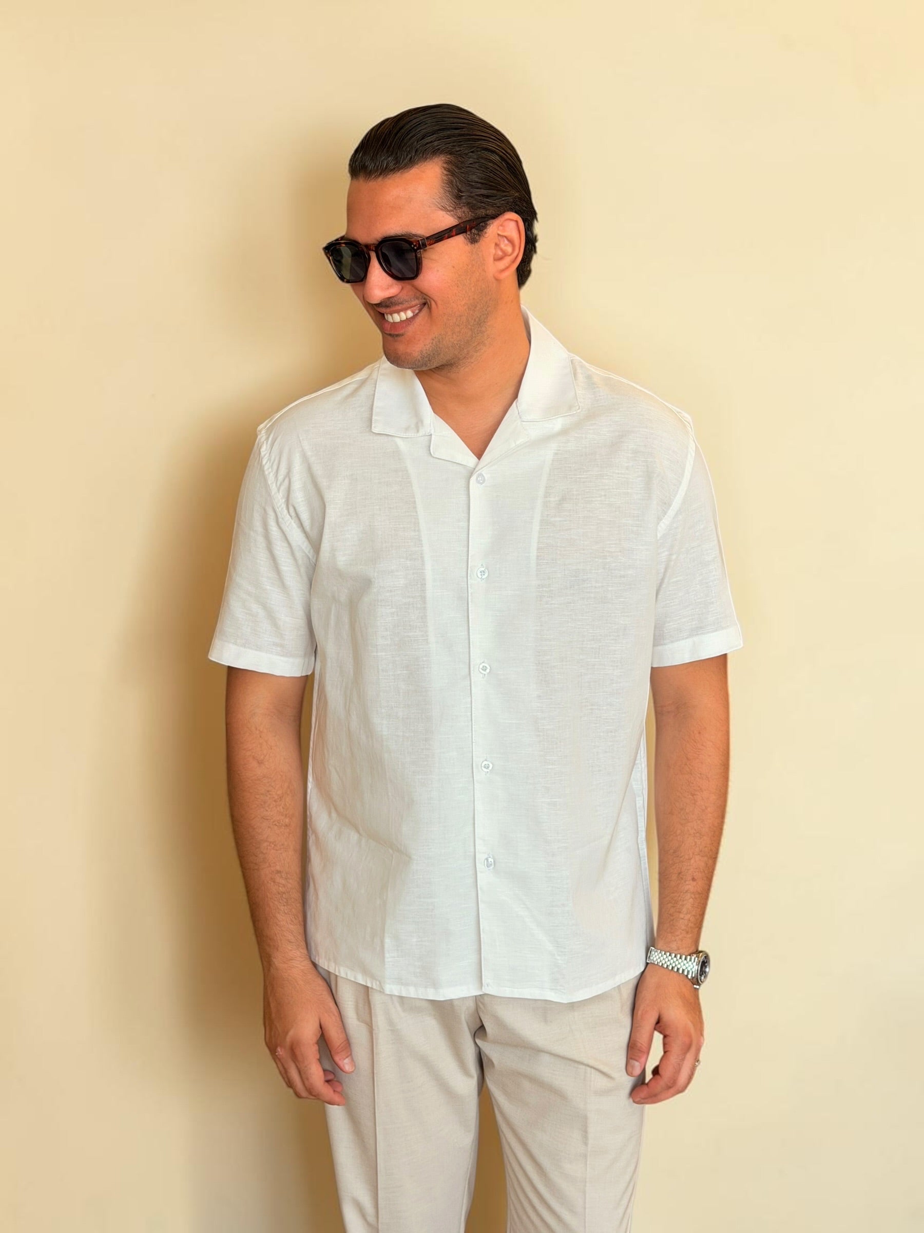 Linen Cuban Shirt - Off white