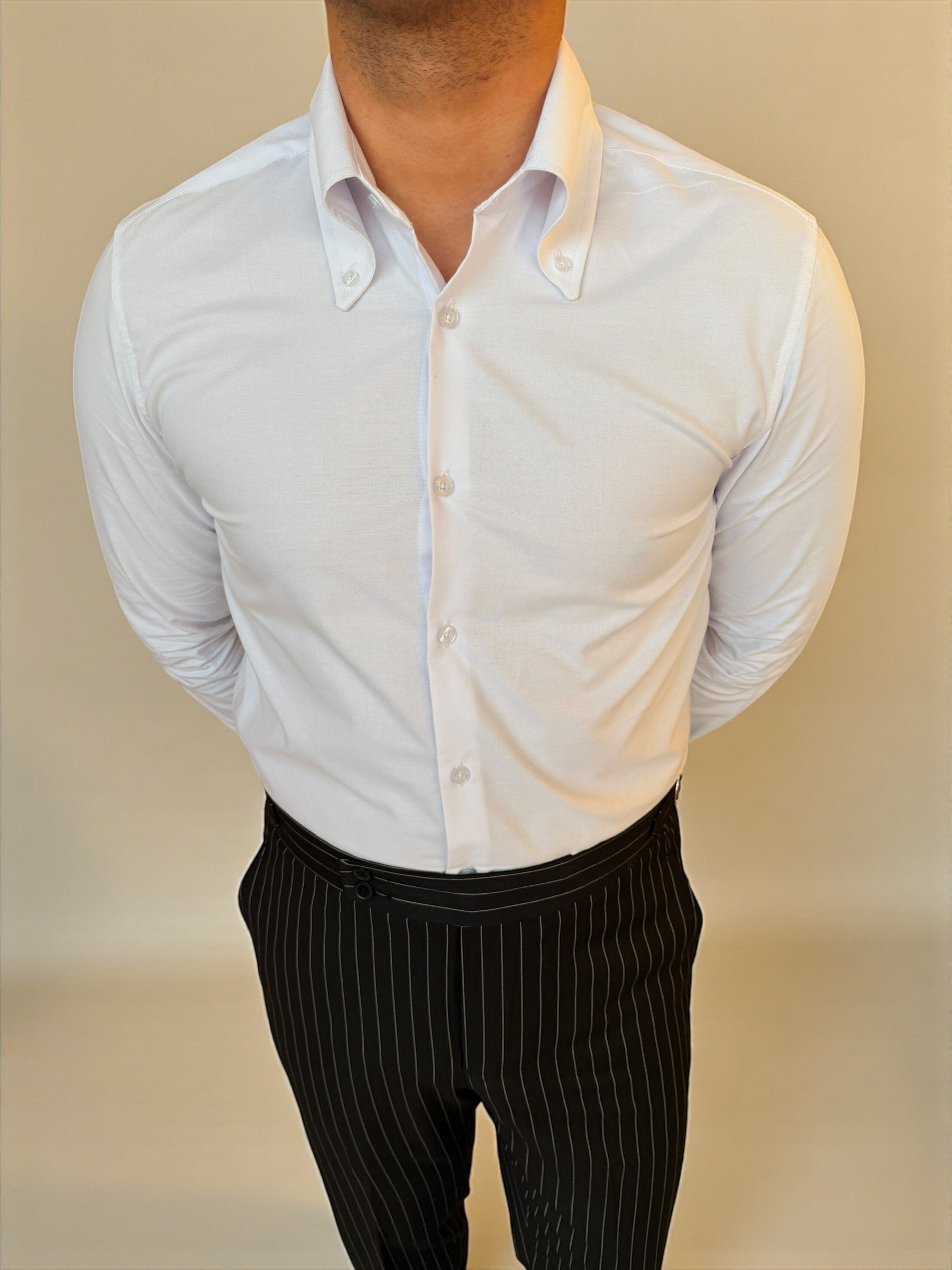 Button-Down Collar cotton Shirt – White