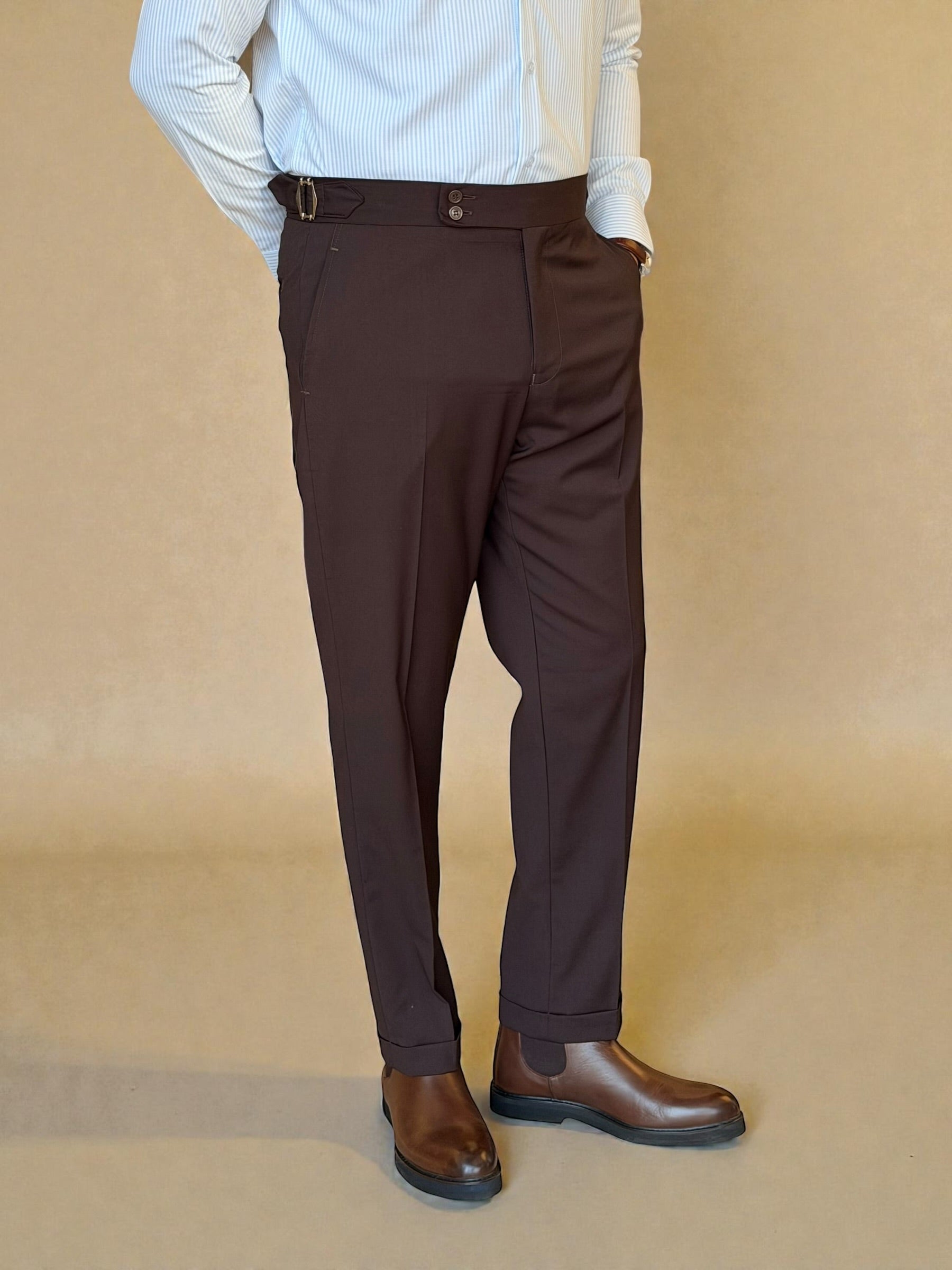 Double button chino trouser - Brown