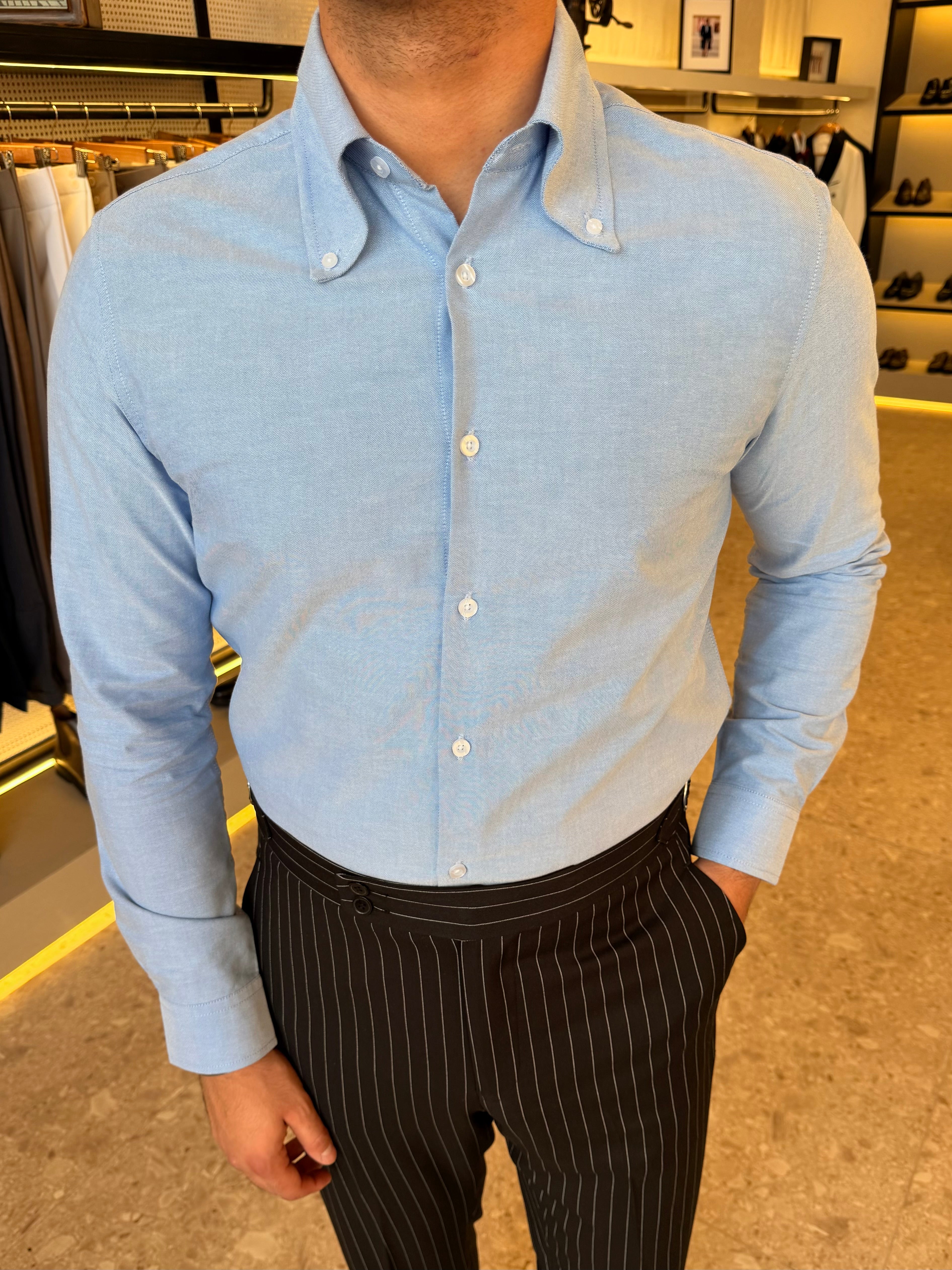 Button-Down Collar cotton Shirt – Baby blue