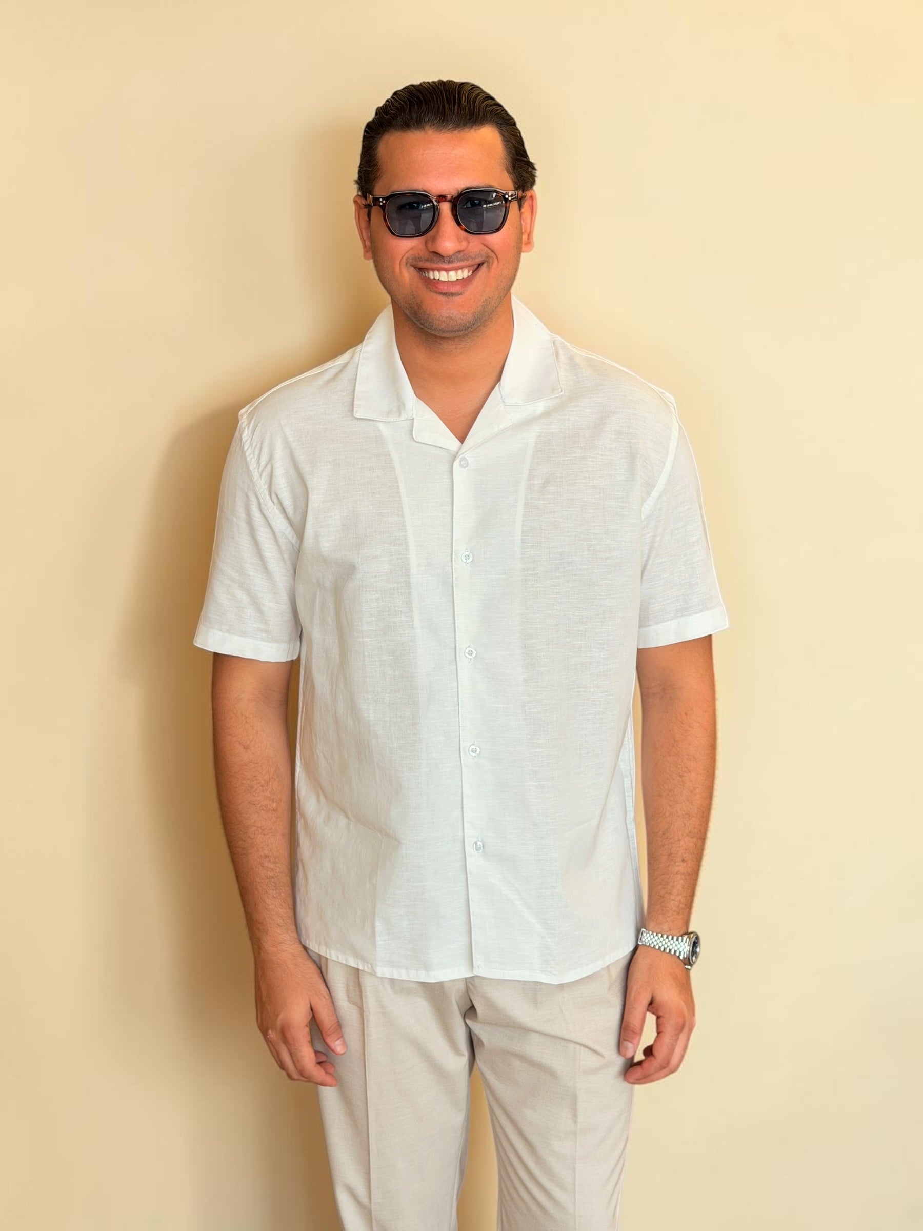 Linen Cuban Shirt - Off white