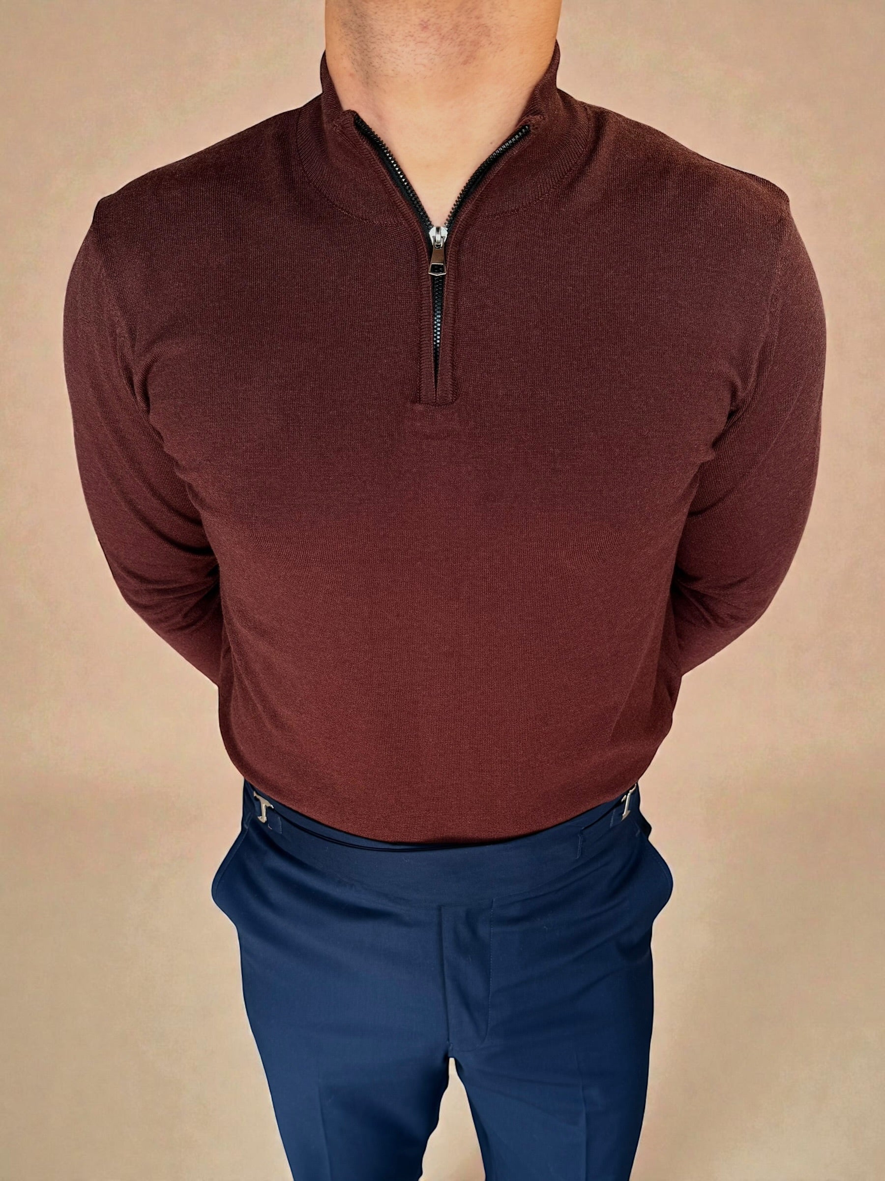 Knitwear Quarter zipper - Brown