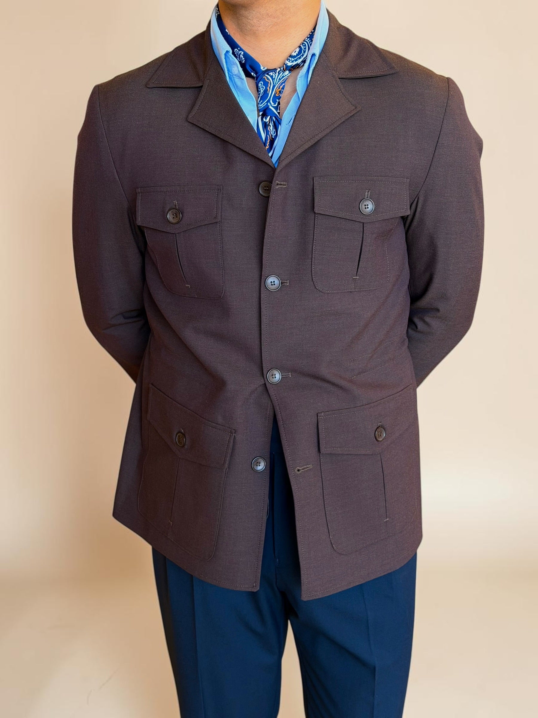 Safari hidden belt Jacket - Brown