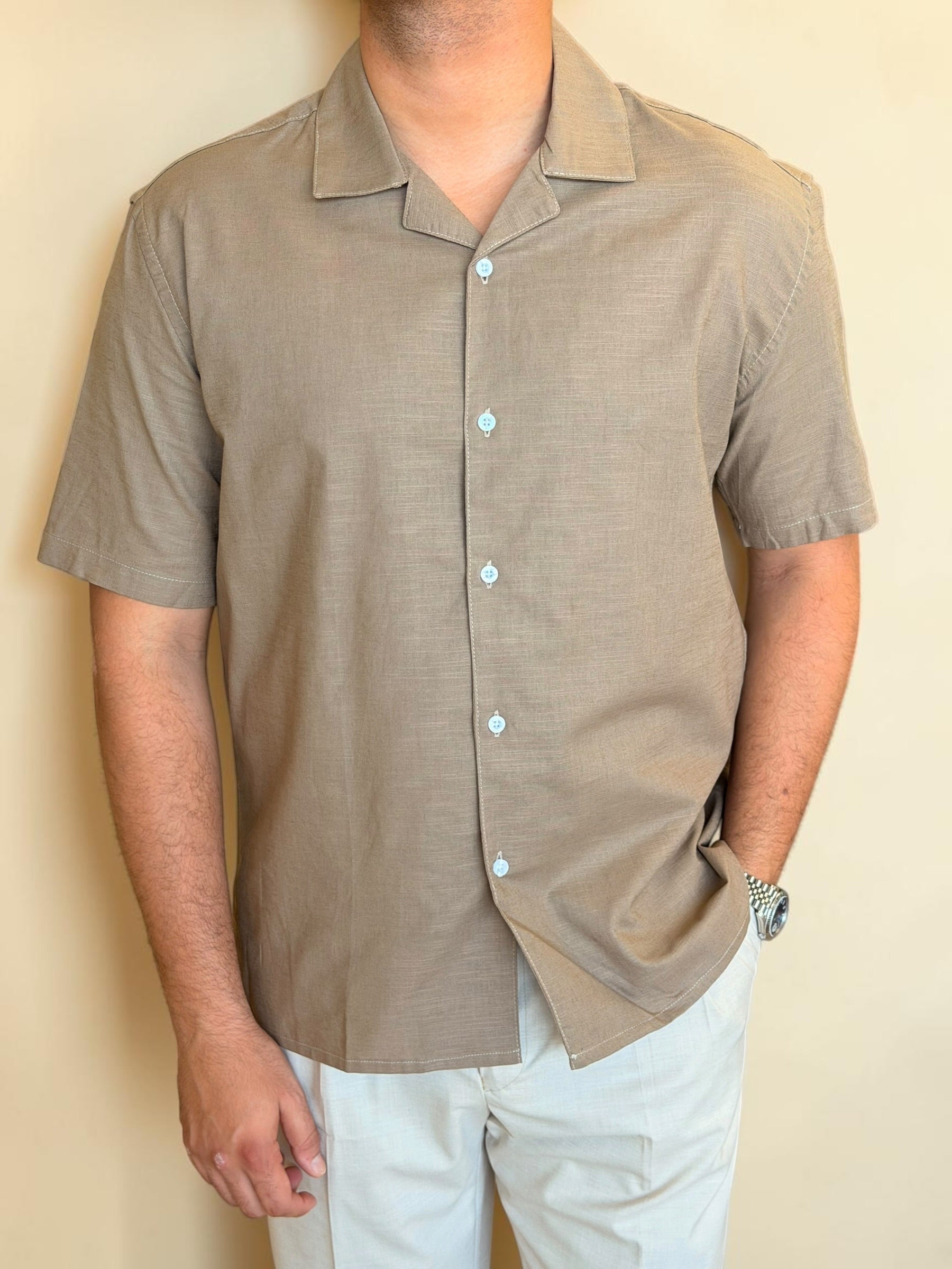 Linen Cuban Shirt - Cacao