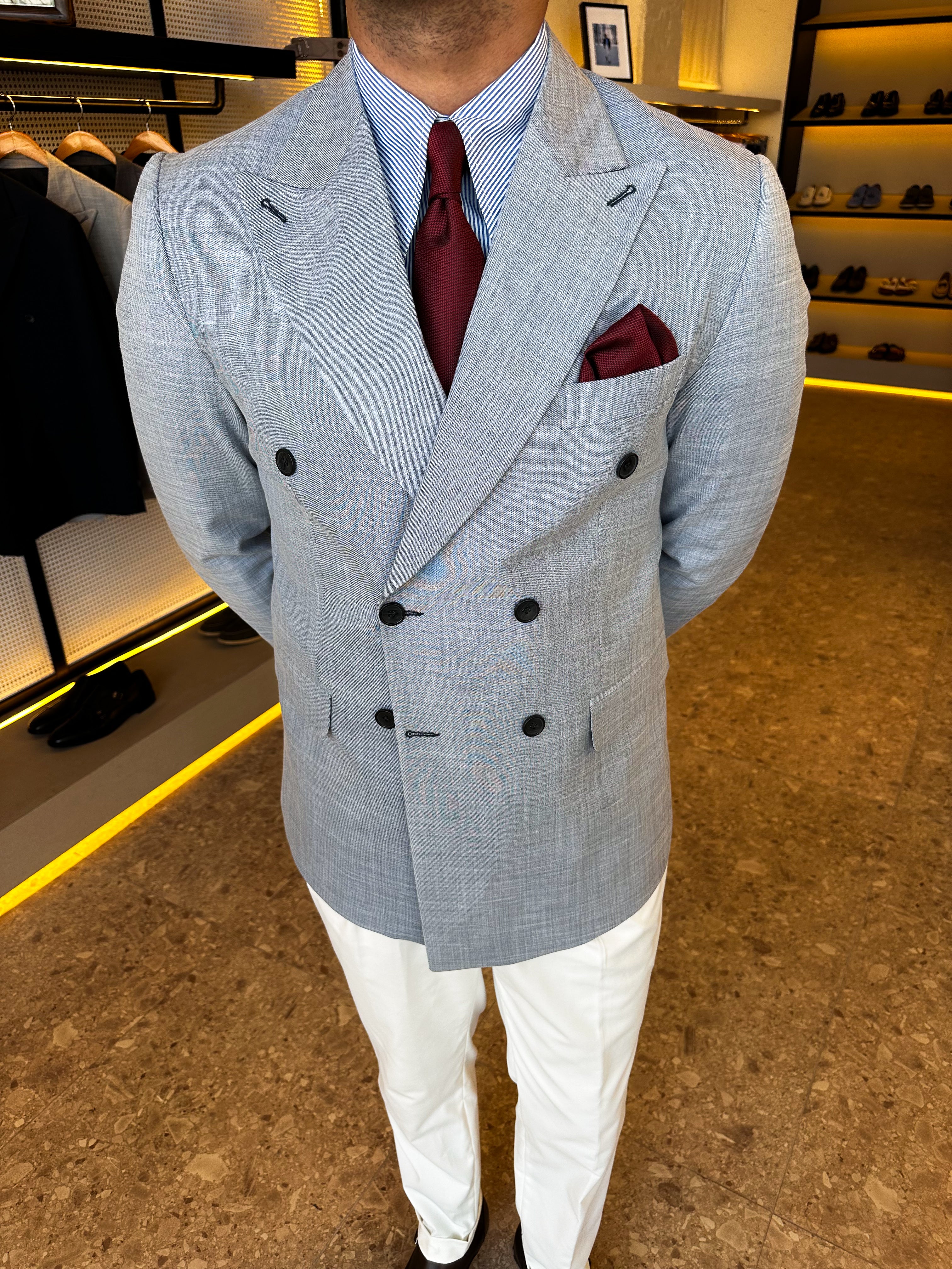 Double breasted blazer - light blue