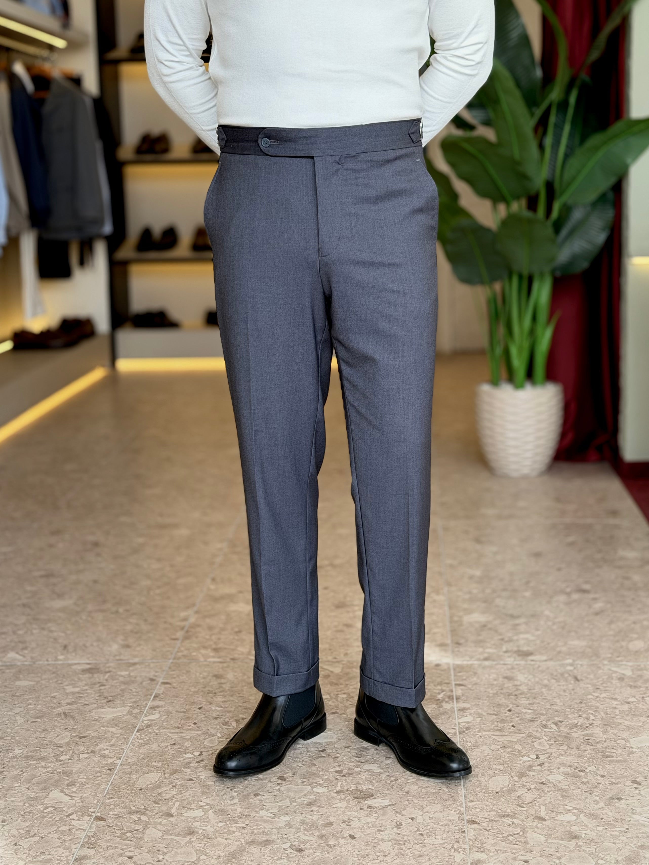 Chino Side Adjuster Trousers - Gray