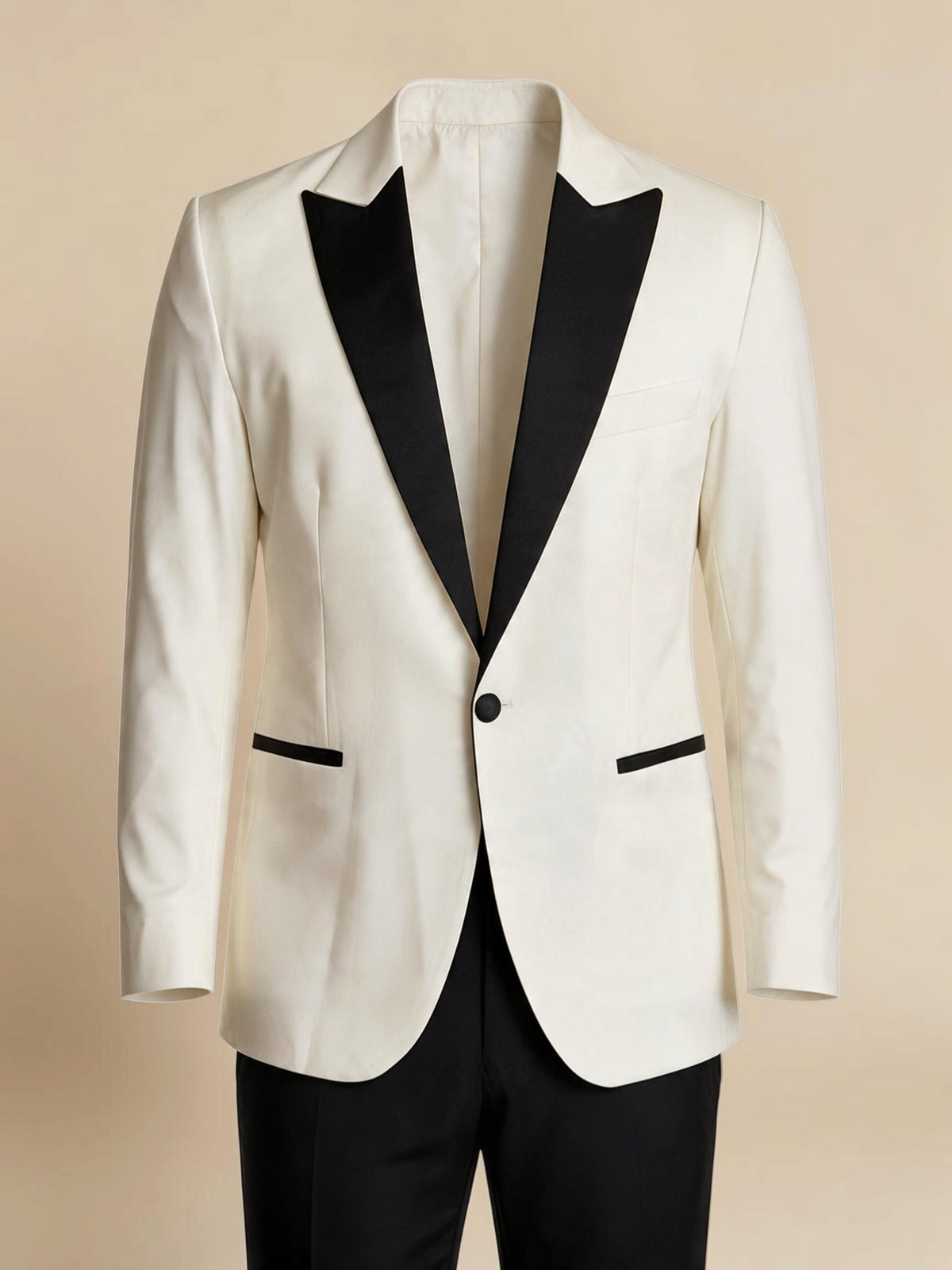 Peak Collar Tuxedo Blazer  - Off white