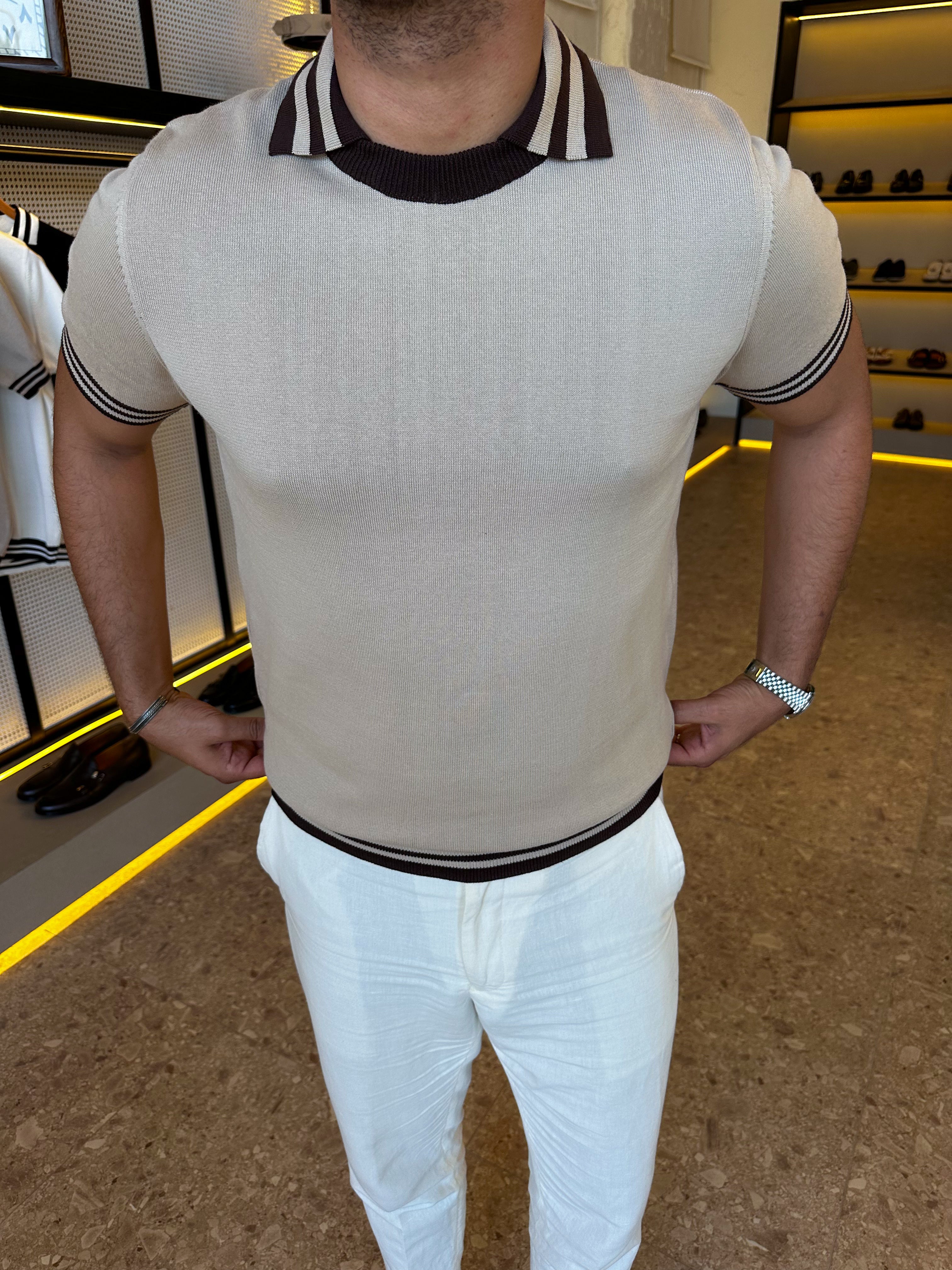 Polo round knitwear - Beige