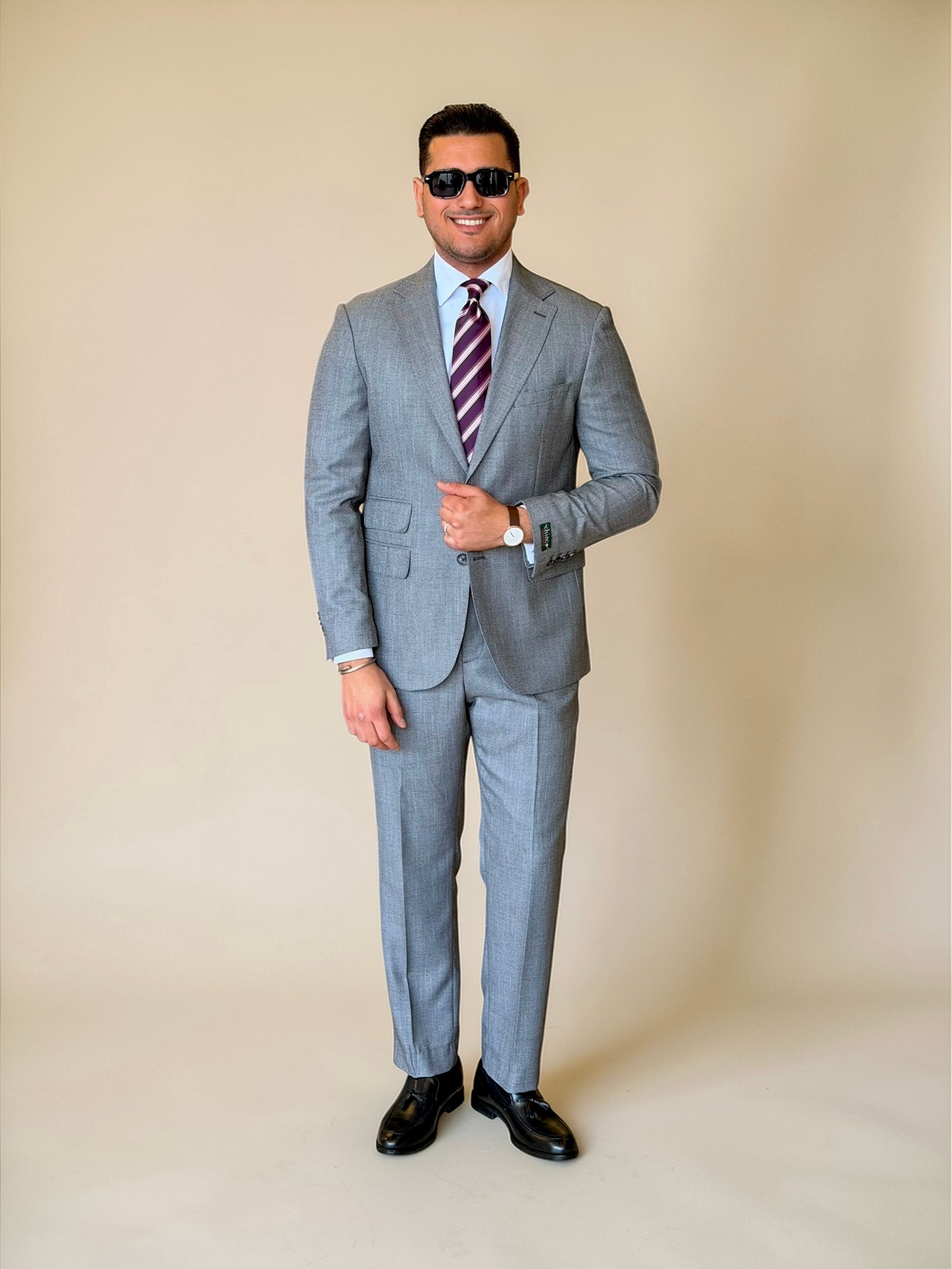 Herringbone notch suit - Gray