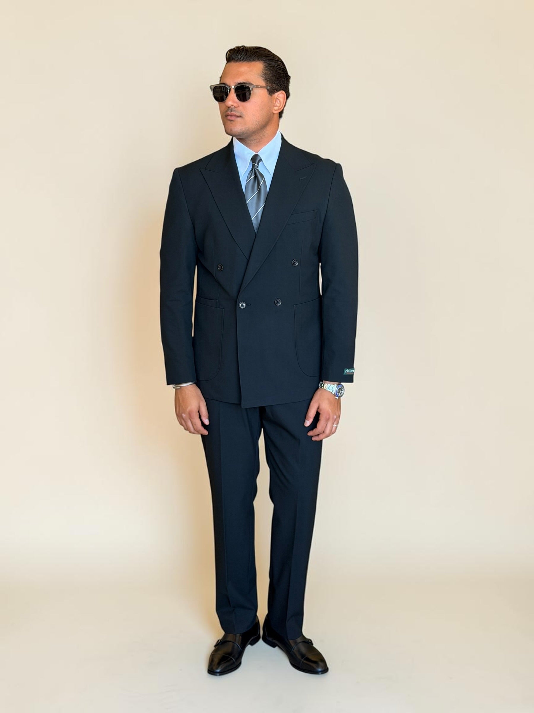 Double breasted 4 button suit - Black
