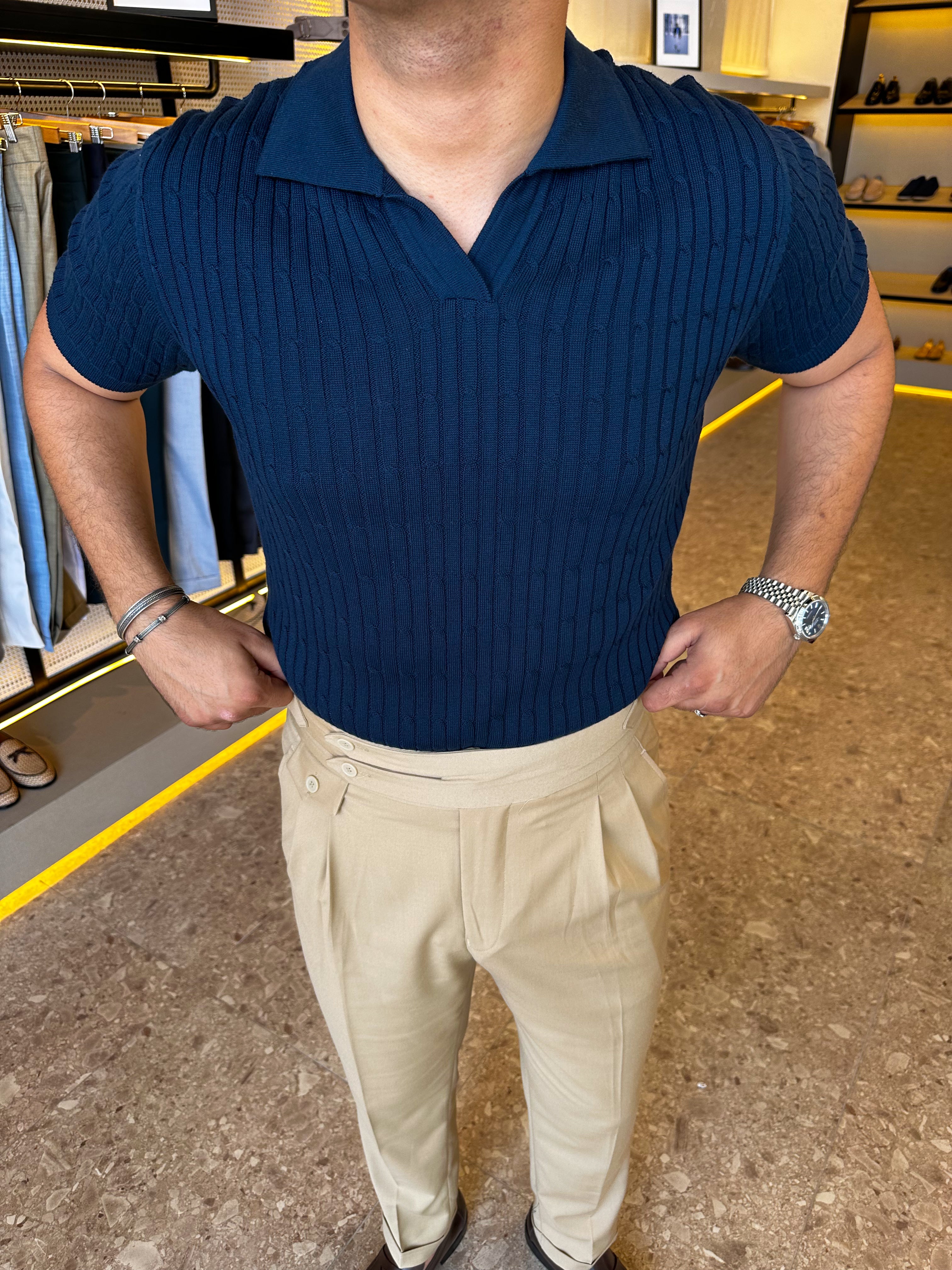 Cable knitwear - navy