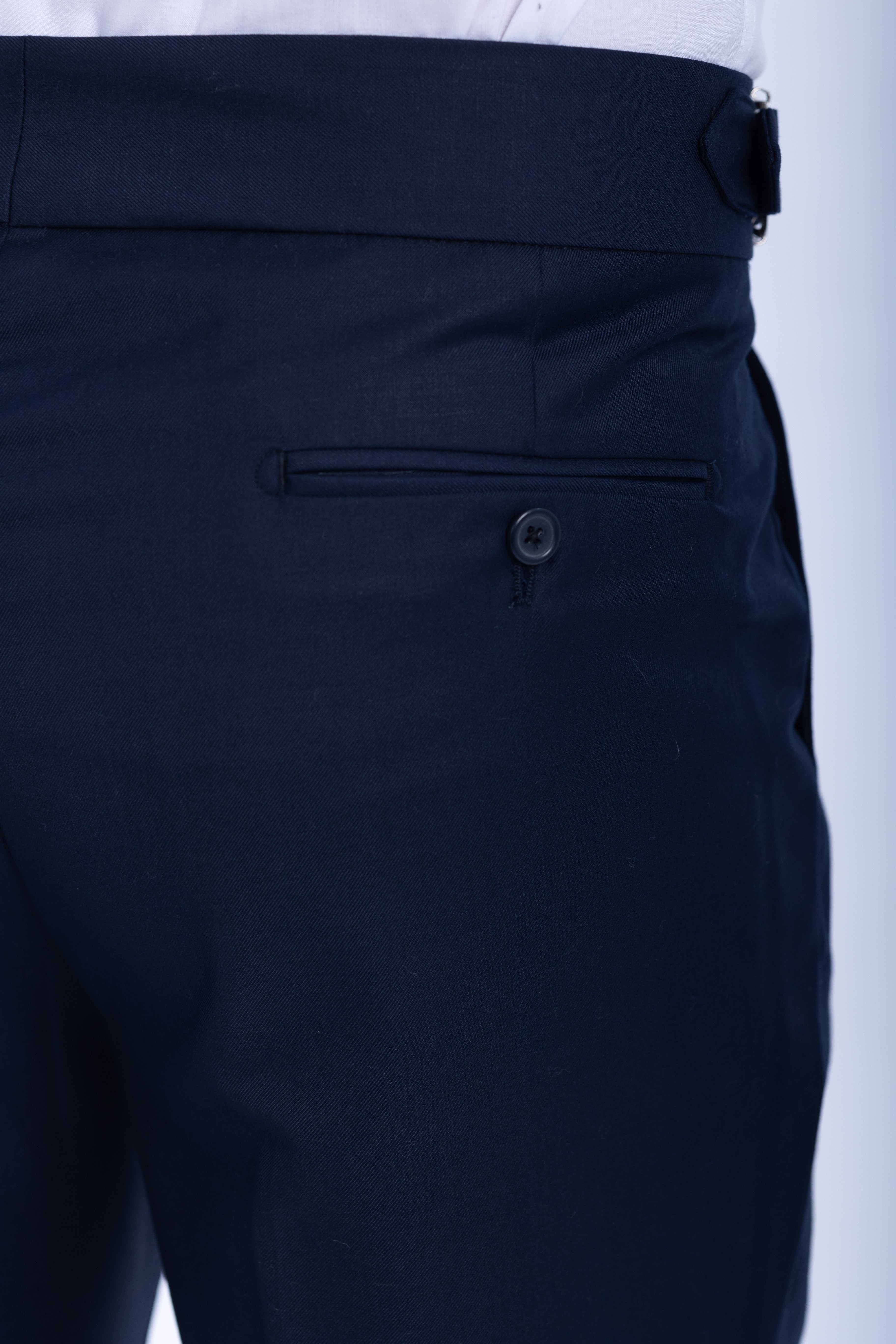 one button hight waist gurkha trousers-Navy