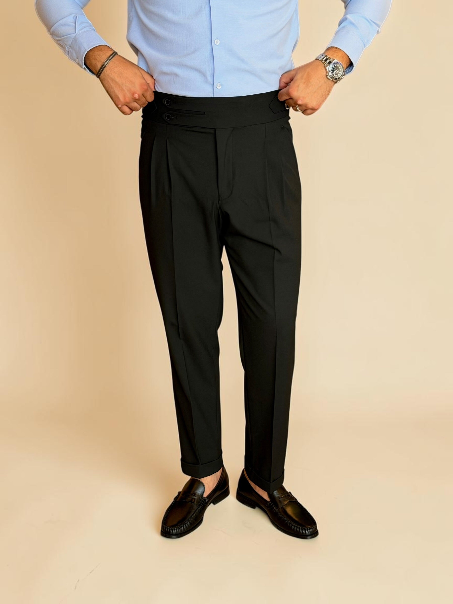 Double-Belt Gurkha trousers- Black