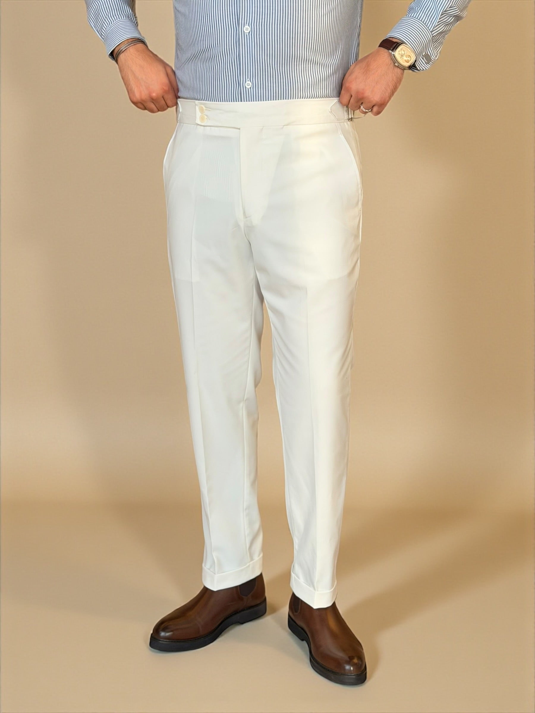 Double button chino trouser - Off white