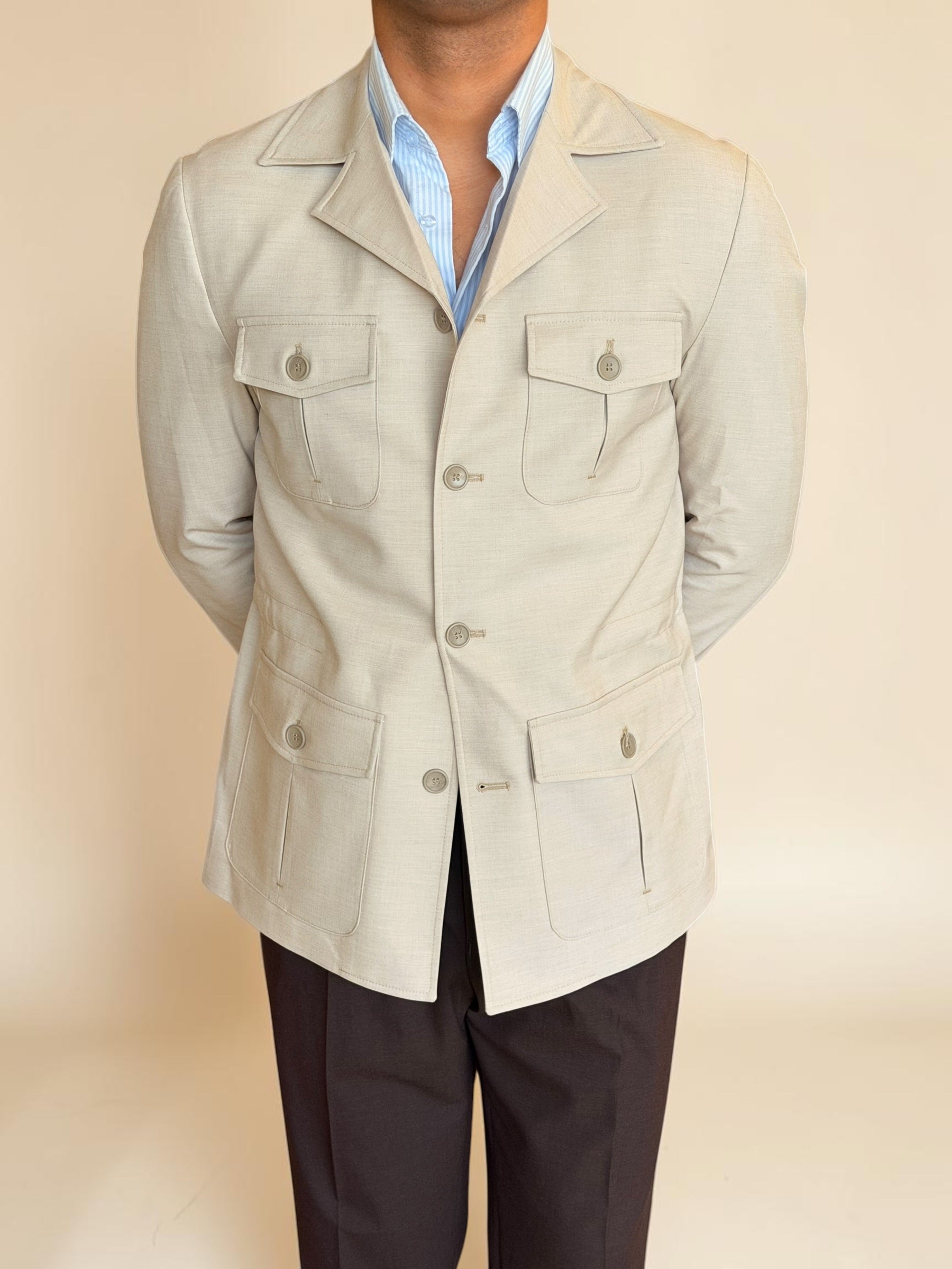 Safari hidden belt Jacket - Beige