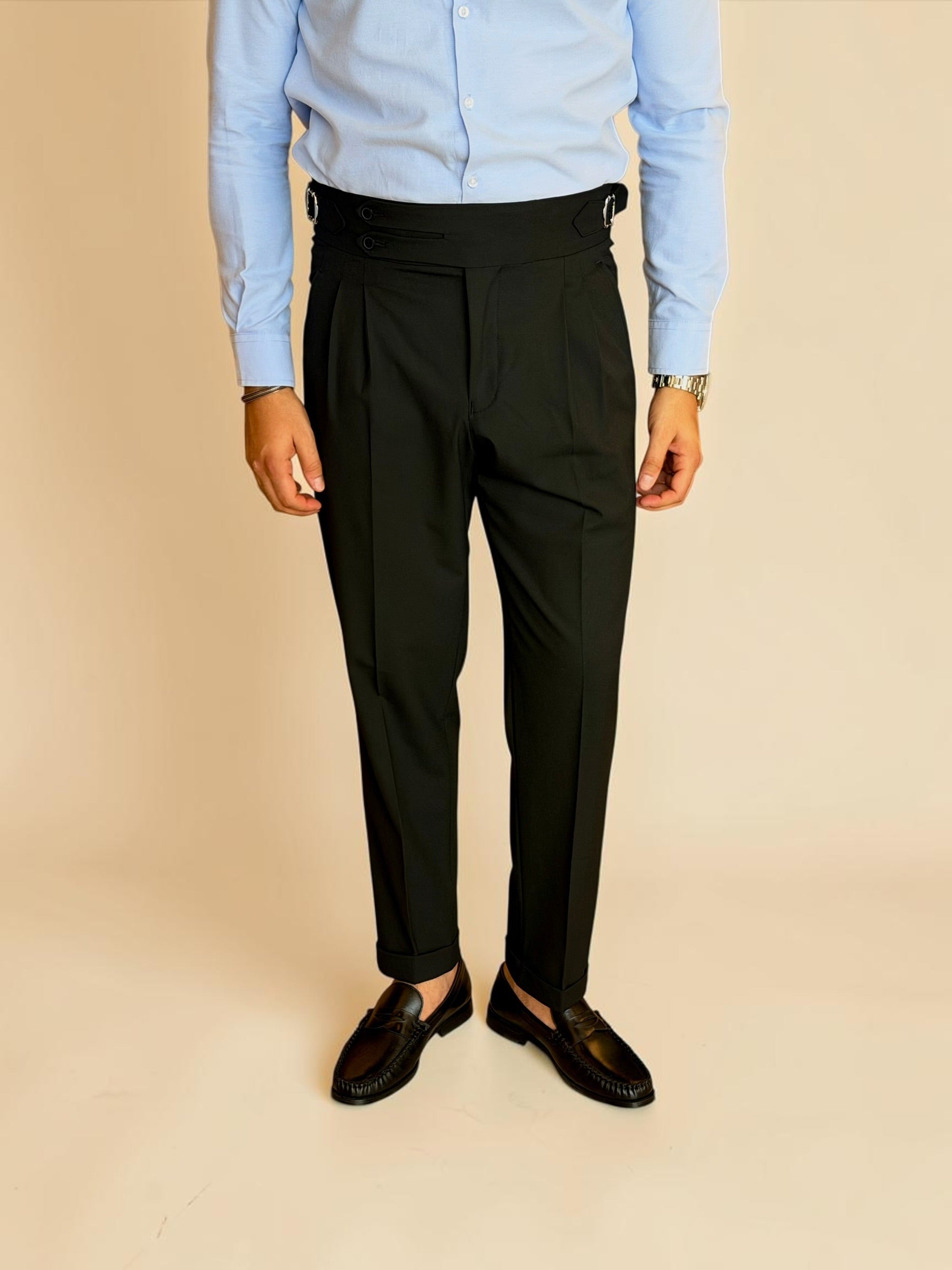Double-Belt Gurkha trousers- Black