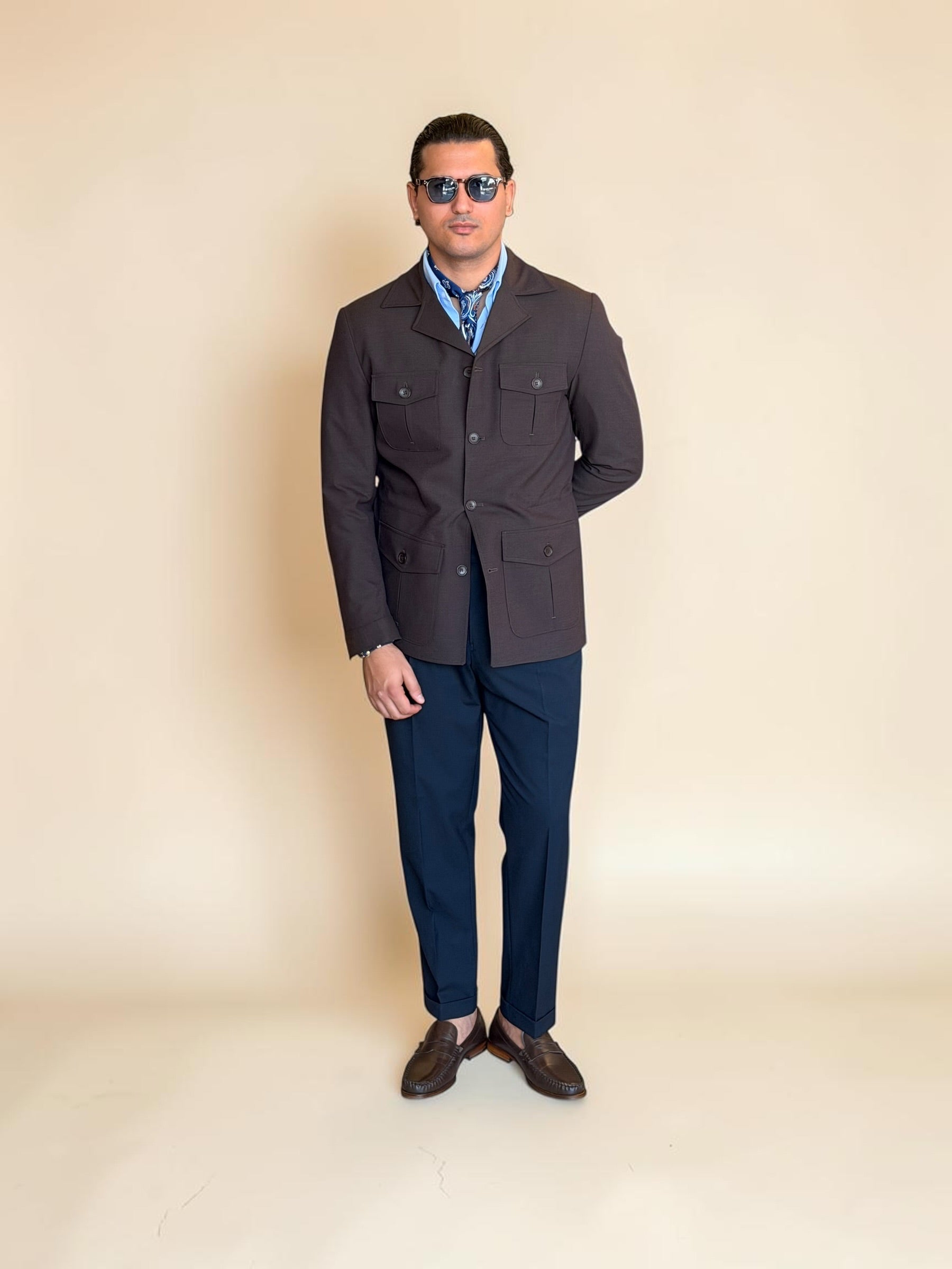 Safari hidden belt Jacket - Brown
