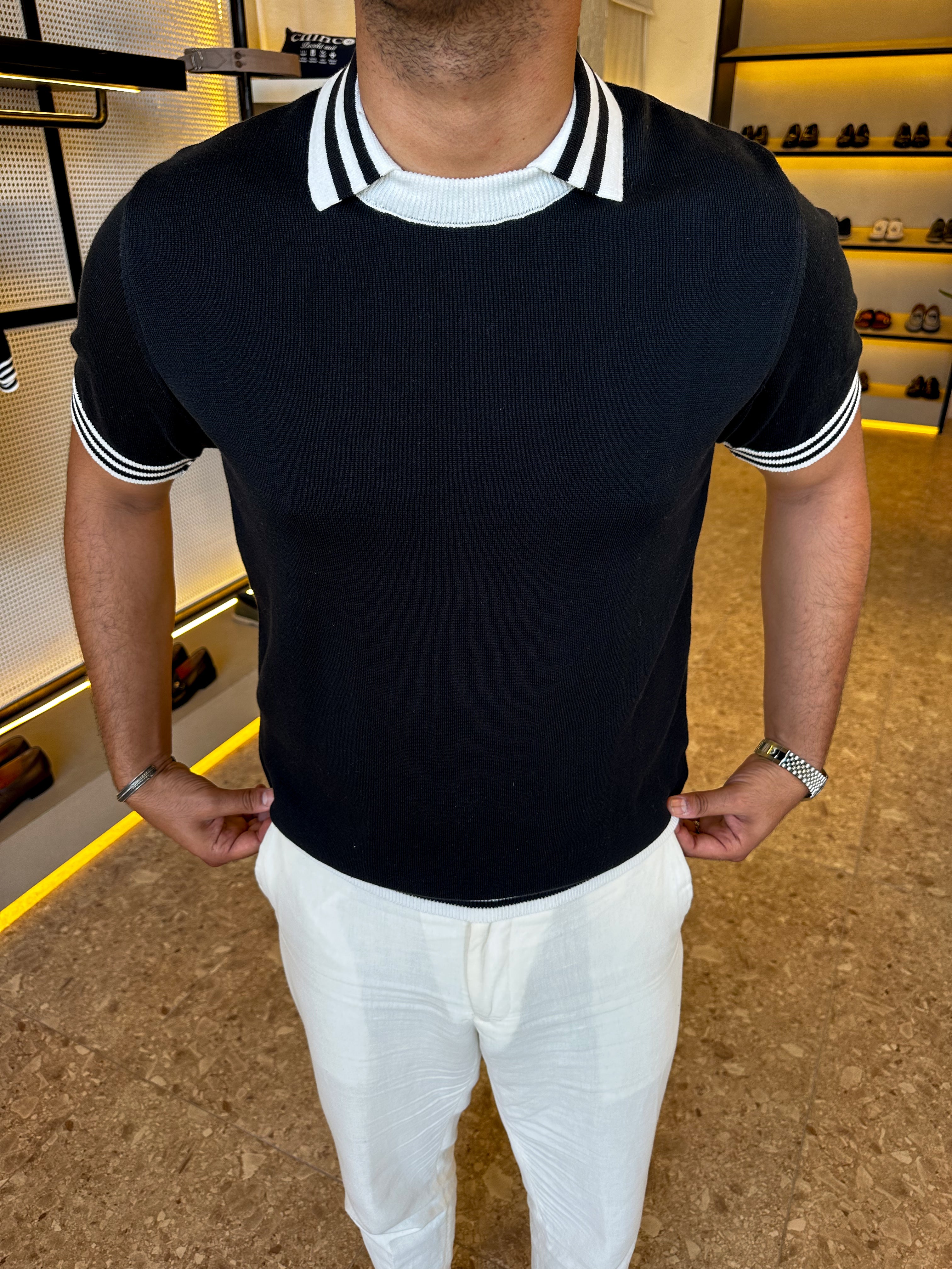 Polo round knitwear - Black