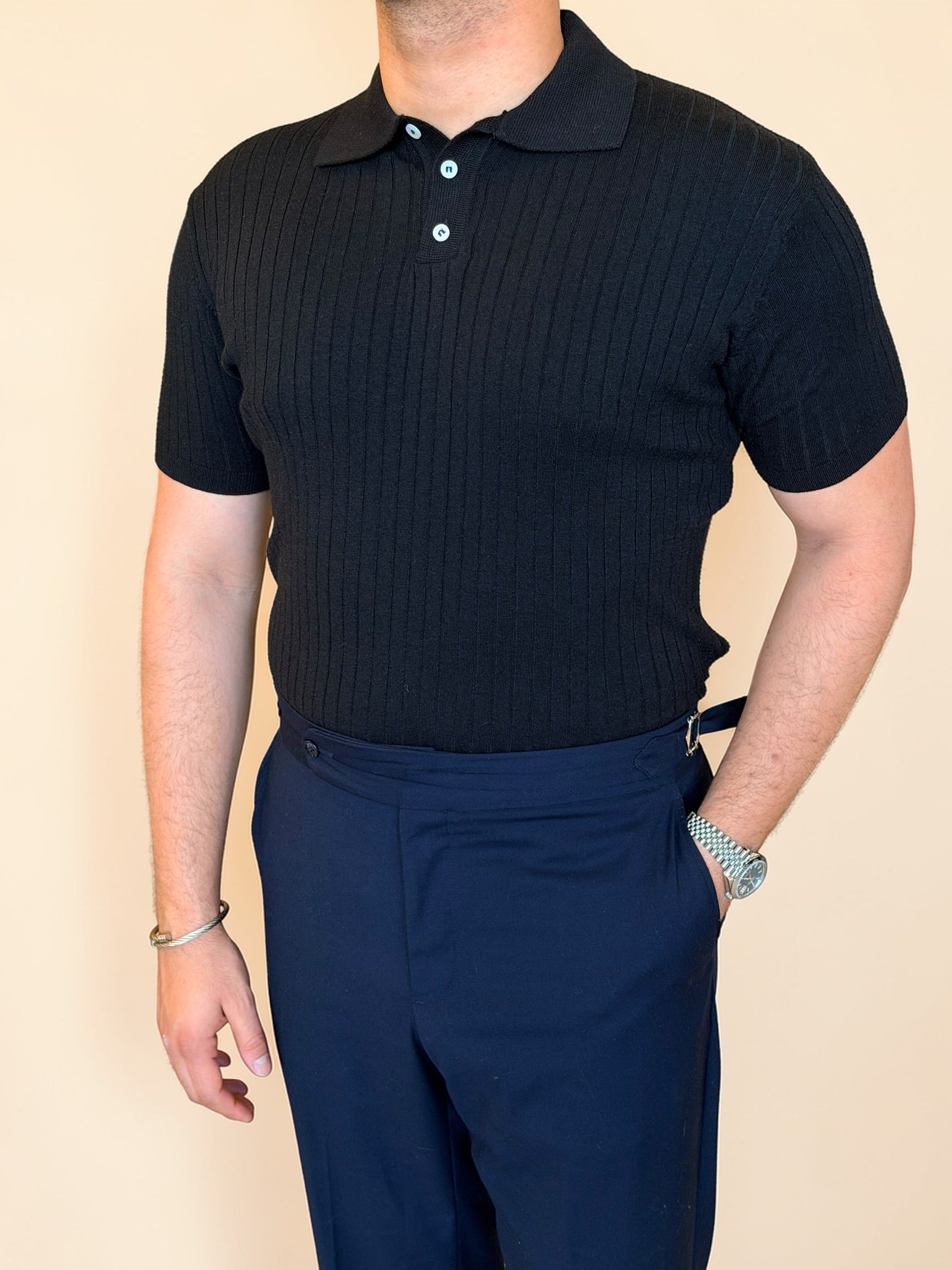 Rip polo Knitwear - Black