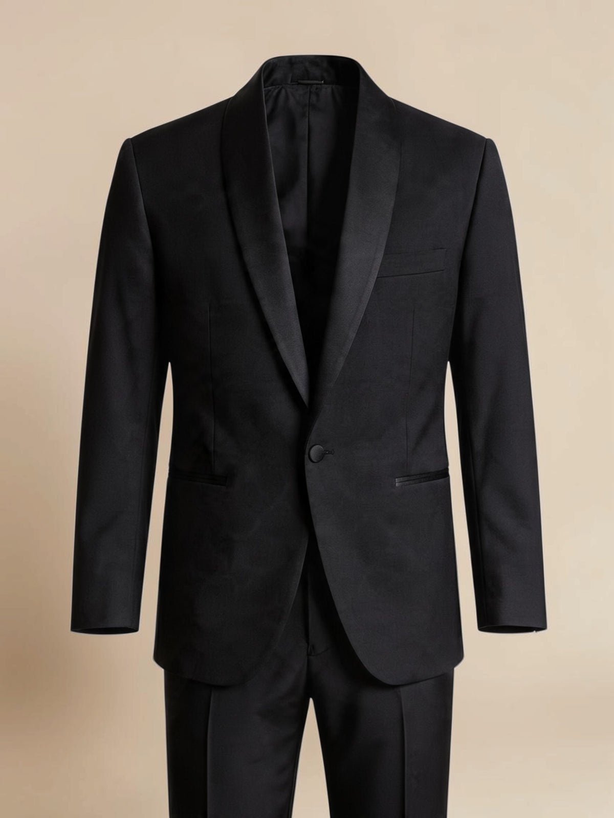 Shawl Collar Tuxedo Suit  - Black