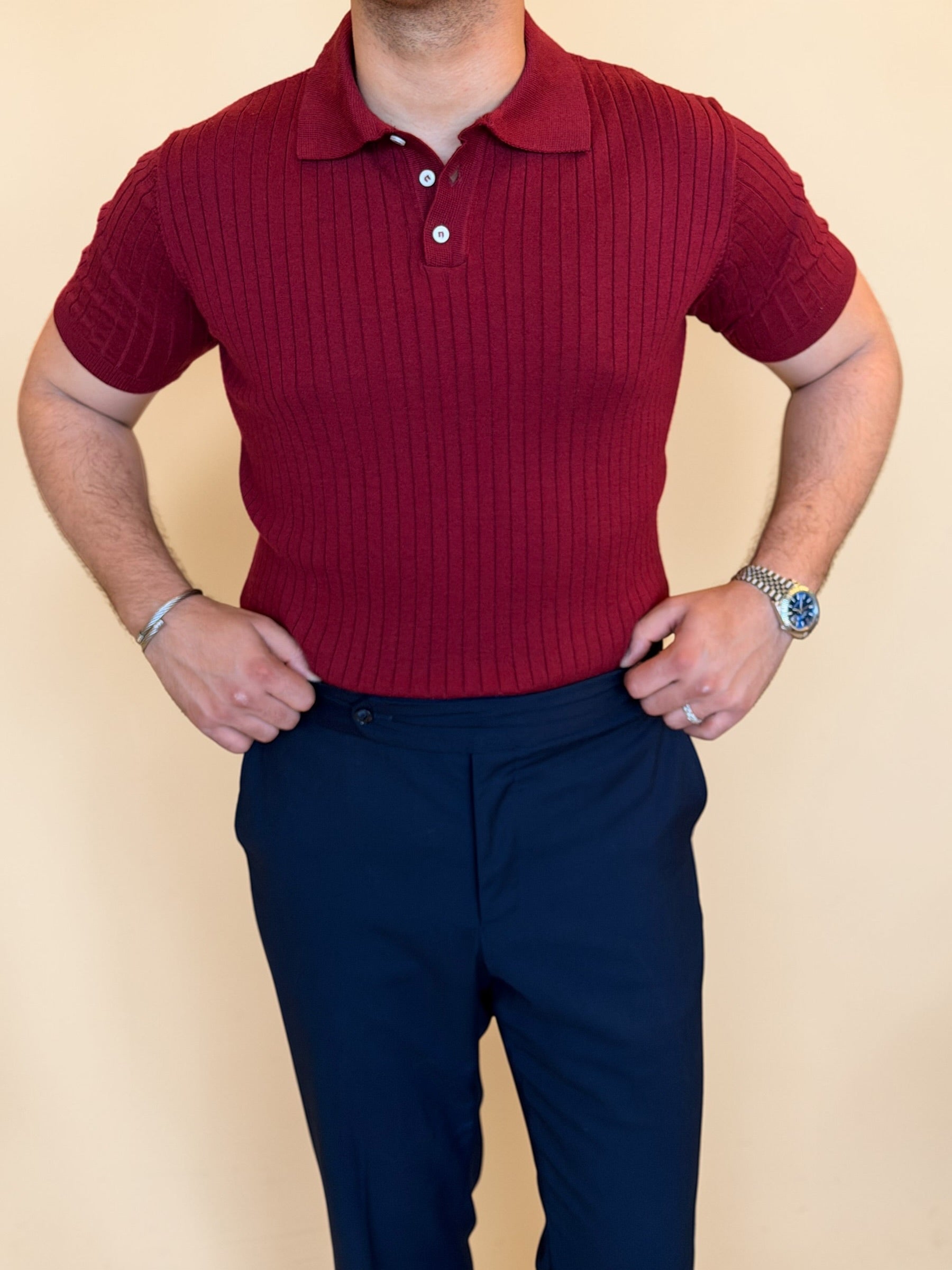 Rip polo Knitwear - Burgundy